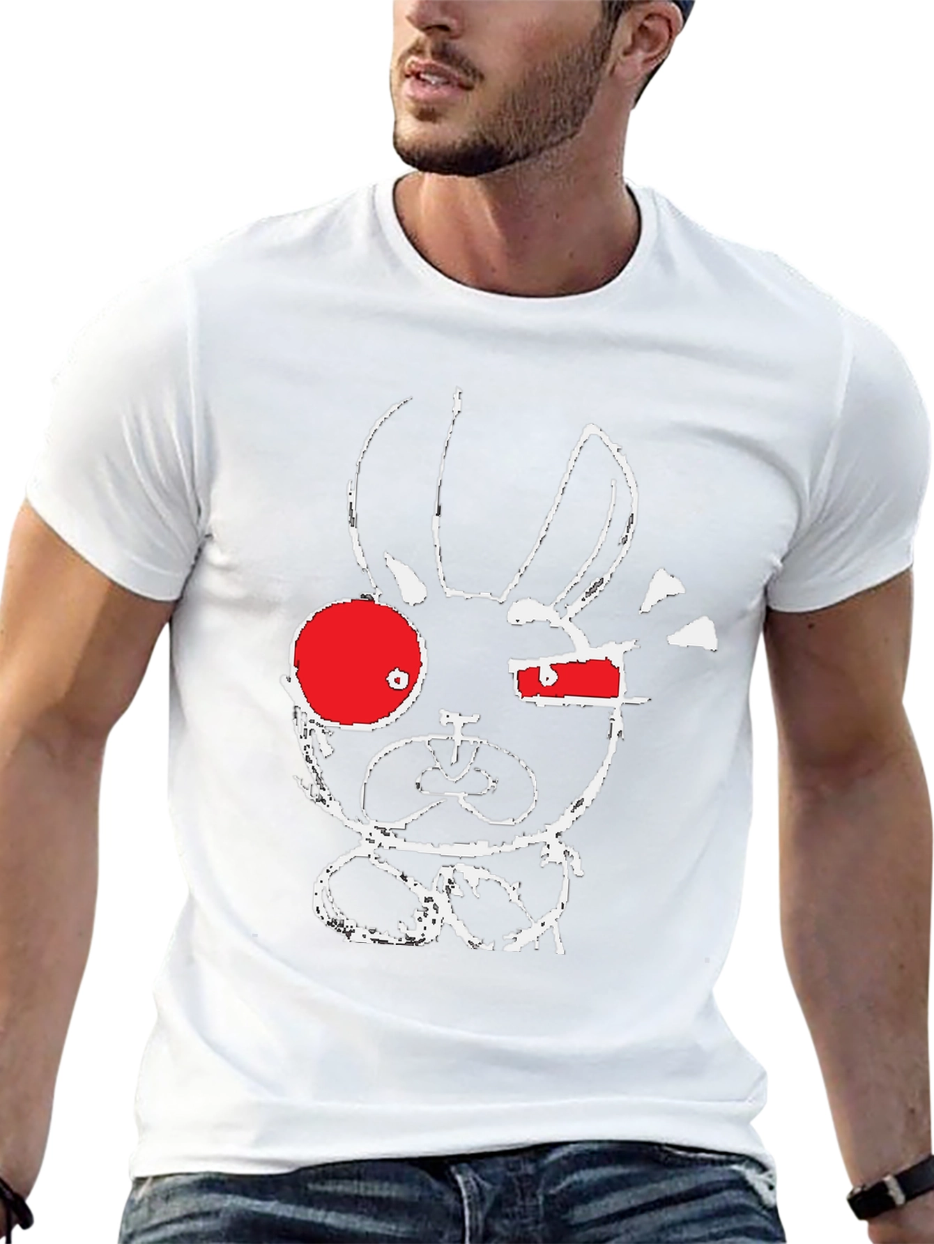Abstract Bunny Graphic T-Shirt