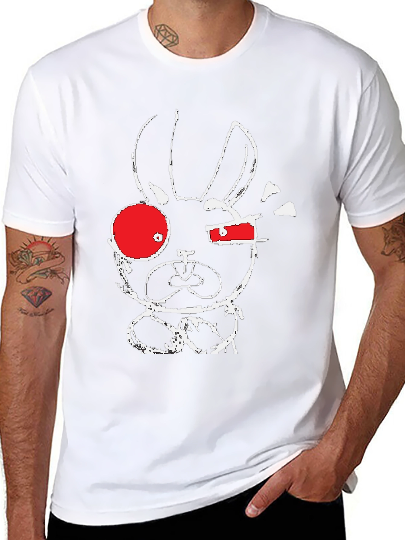 Abstract Bunny Graphic T-Shirt