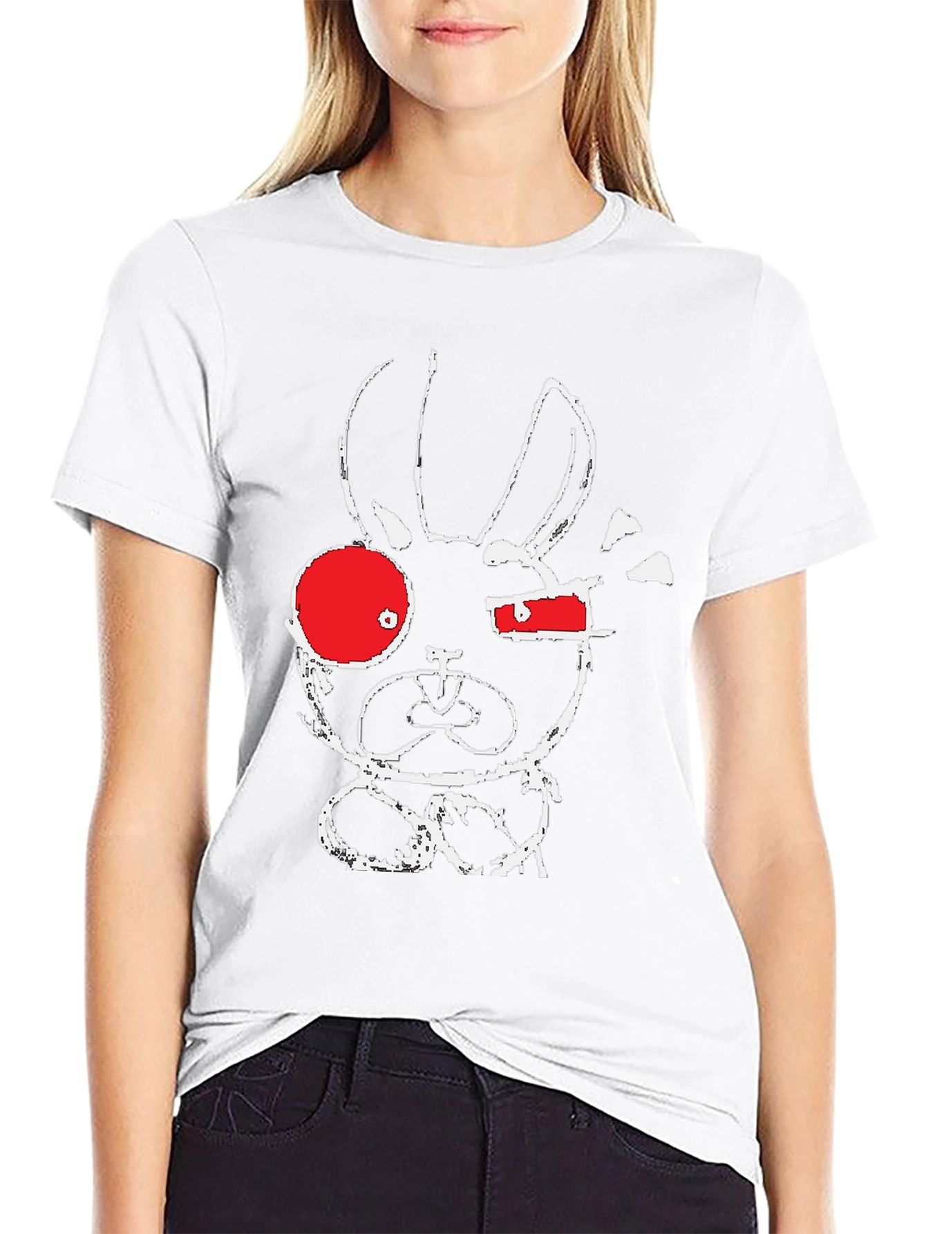 Abstract Bunny Graphic T-Shirt