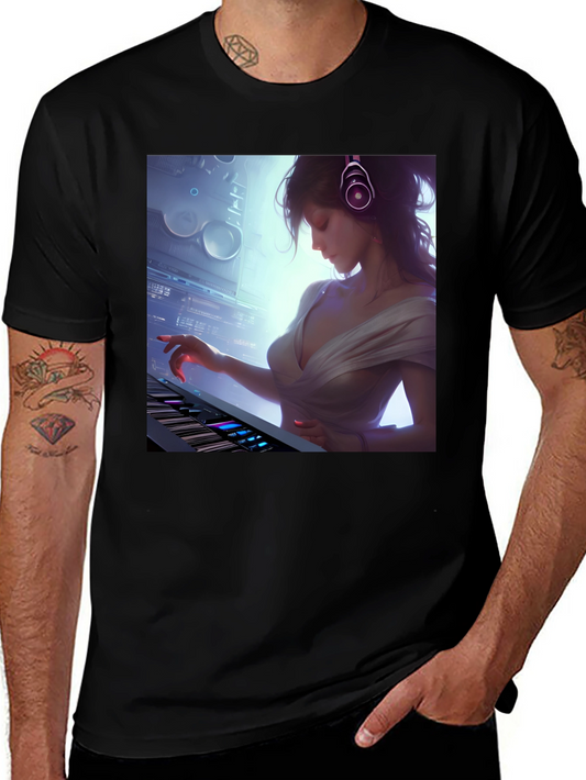 Stylish DJ Girl Graphic T-Shirt
