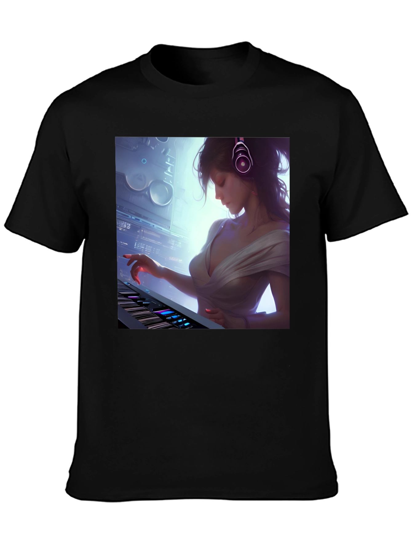 Stylish DJ Girl Graphic T-Shirt