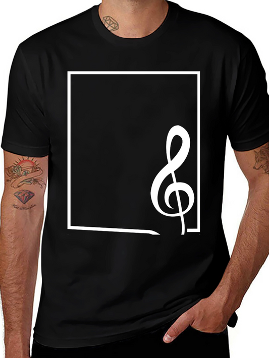Musical Clef Graphic Tee - Stylish Black Cotton T-Shirt