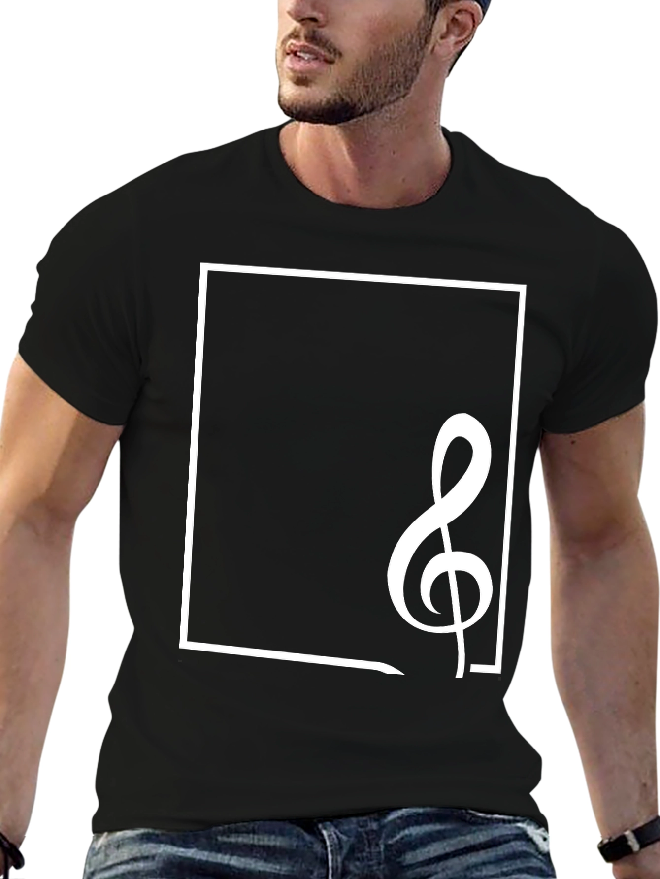 Musical Clef Graphic Tee - Stylish Black Cotton T-Shirt
