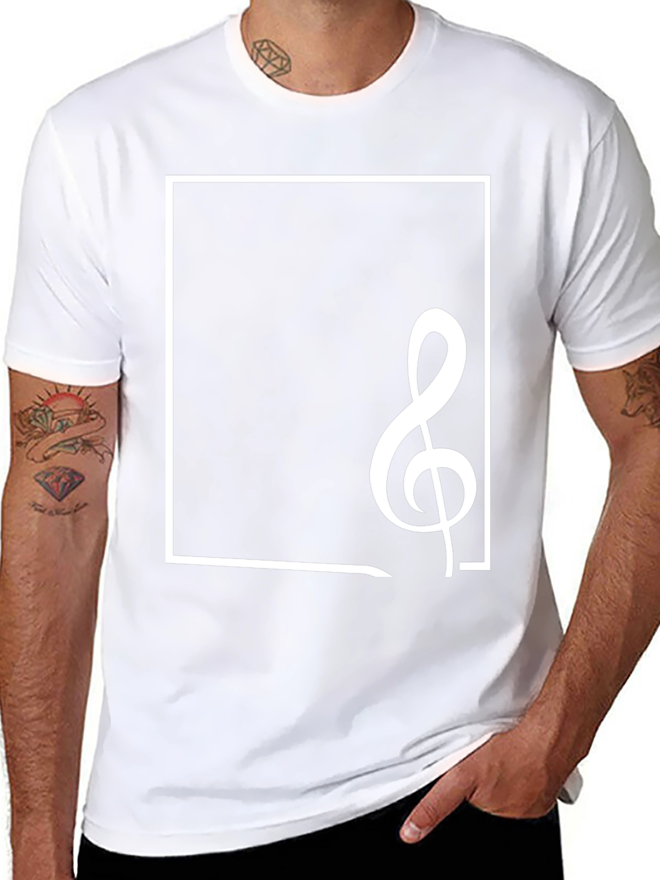 Musical Clef Graphic Tee - Stylish Black Cotton T-Shirt