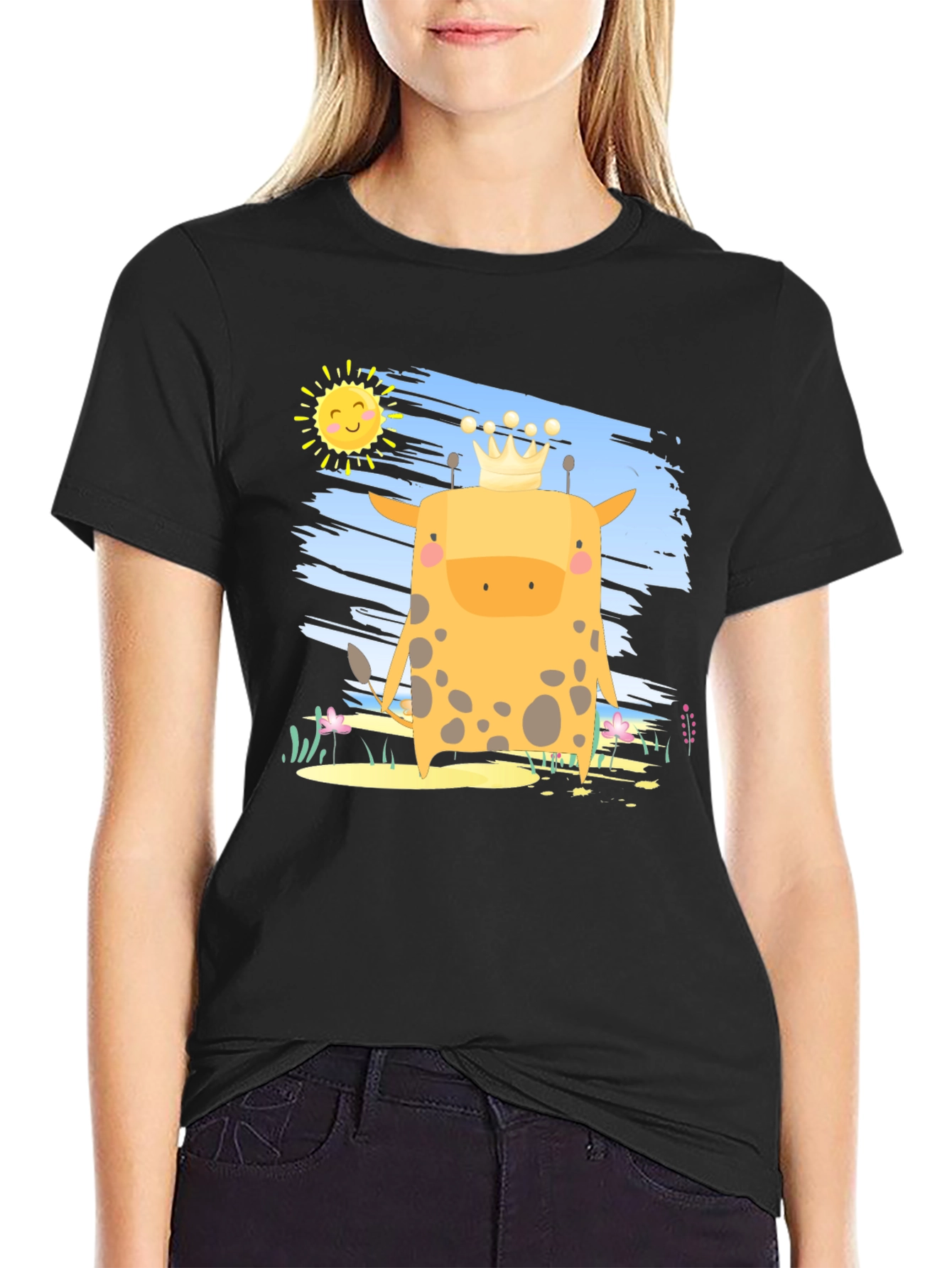 Giraffe King T-Shirt - Cute Cartoon Graphic Tee