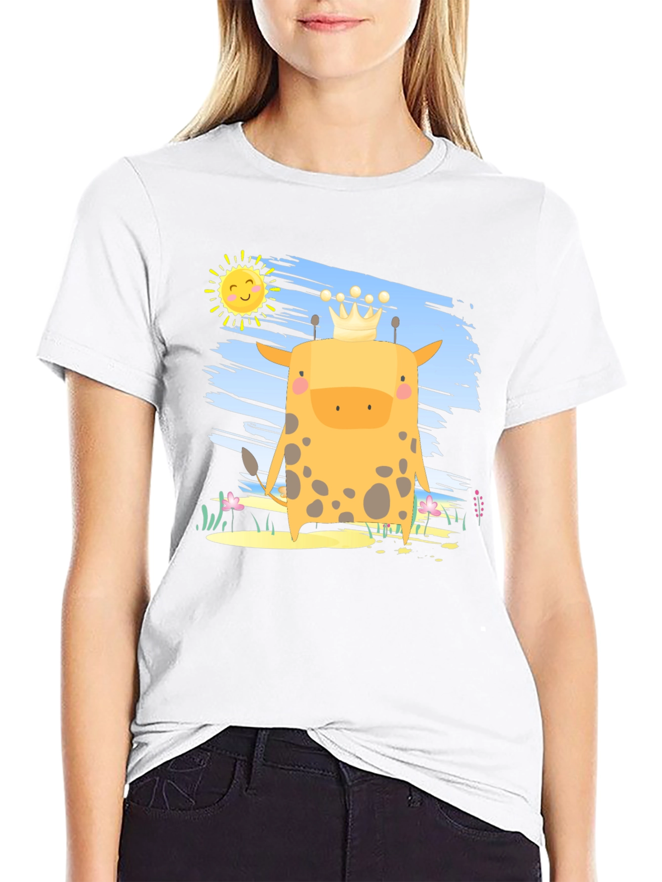 Giraffe King T-Shirt - Cute Cartoon Graphic Tee