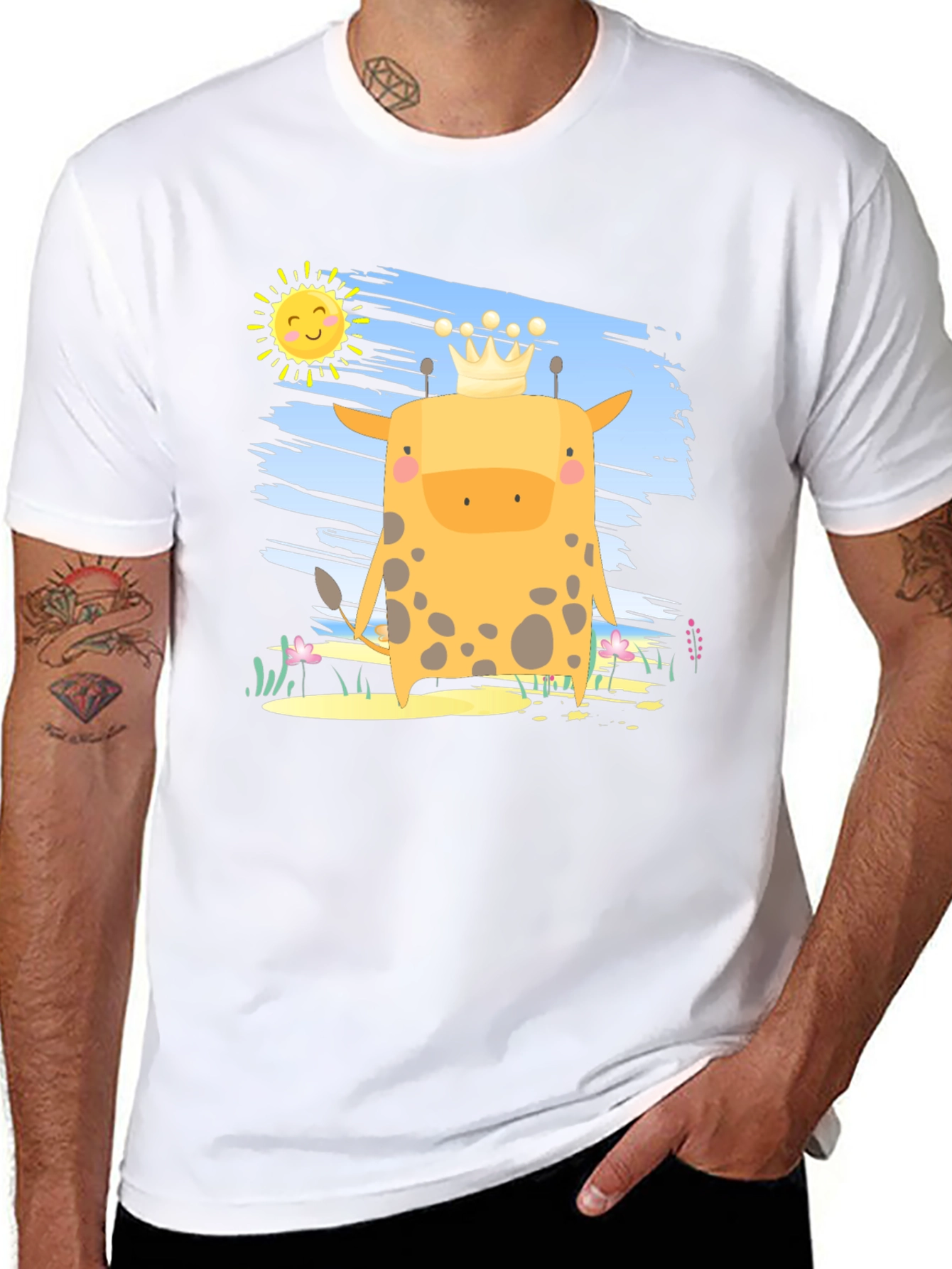 Giraffe King T-Shirt - Cute Cartoon Graphic Tee