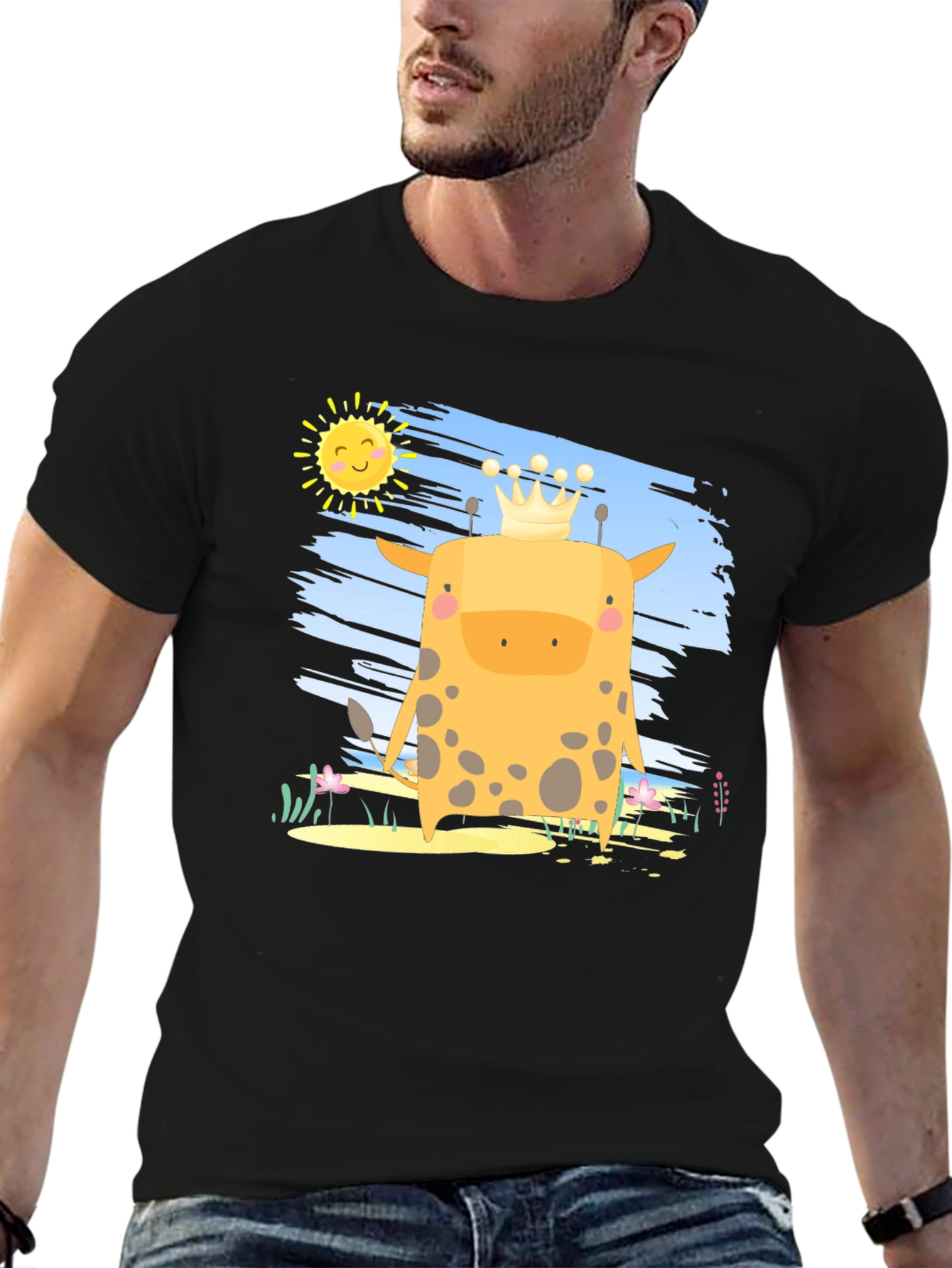 Giraffe King T-Shirt - Cute Cartoon Graphic Tee