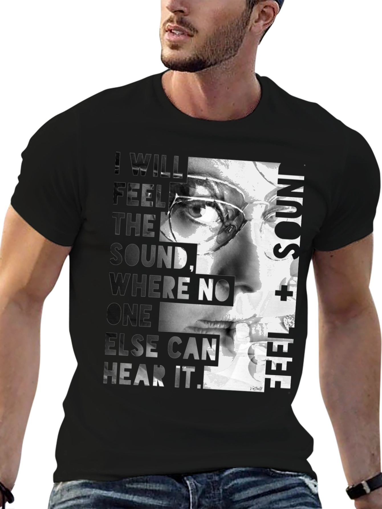 Artistic Graphic T-Shirt - Feel the Sound Design