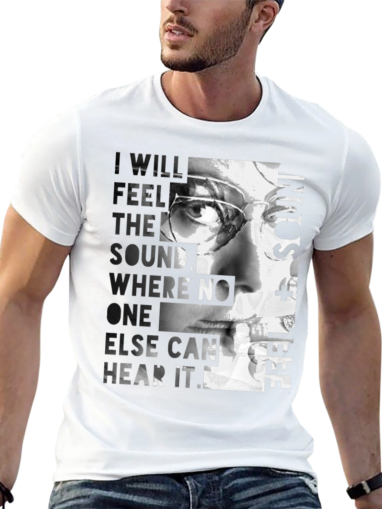 Artistic Graphic T-Shirt - Feel the Sound Design