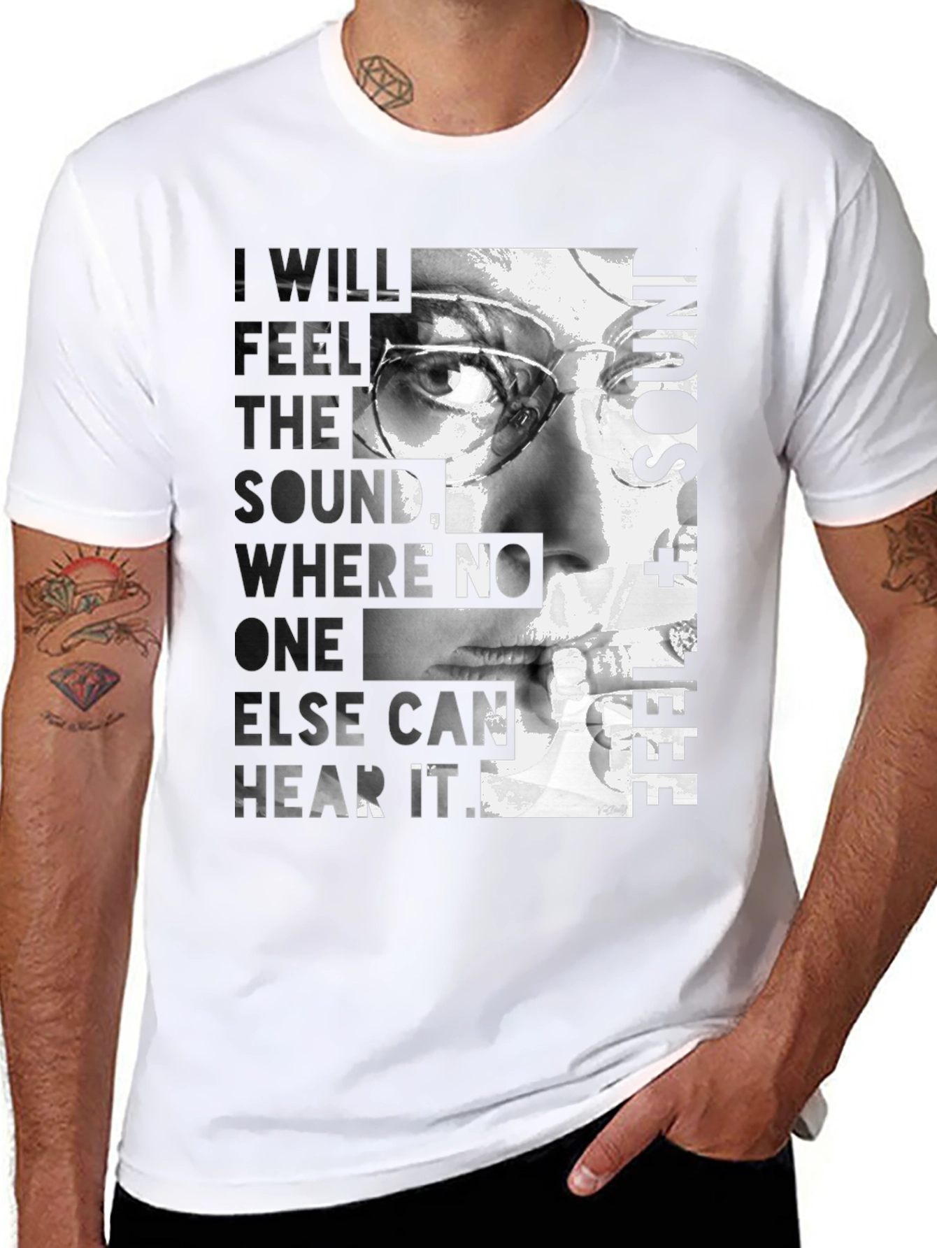 Artistic Graphic T-Shirt - Feel the Sound Design