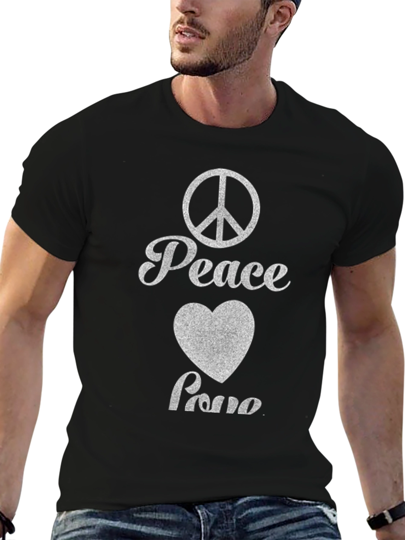 Peace Love Symbol Black T-Shirt