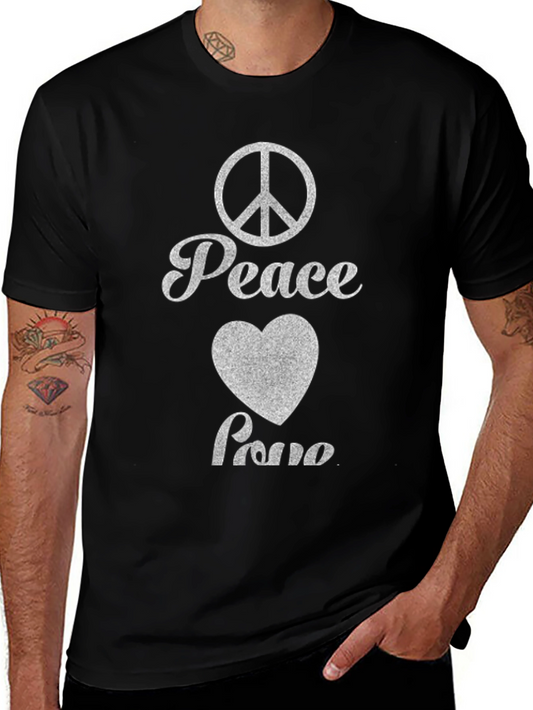 Peace Love Symbol Black T-Shirt