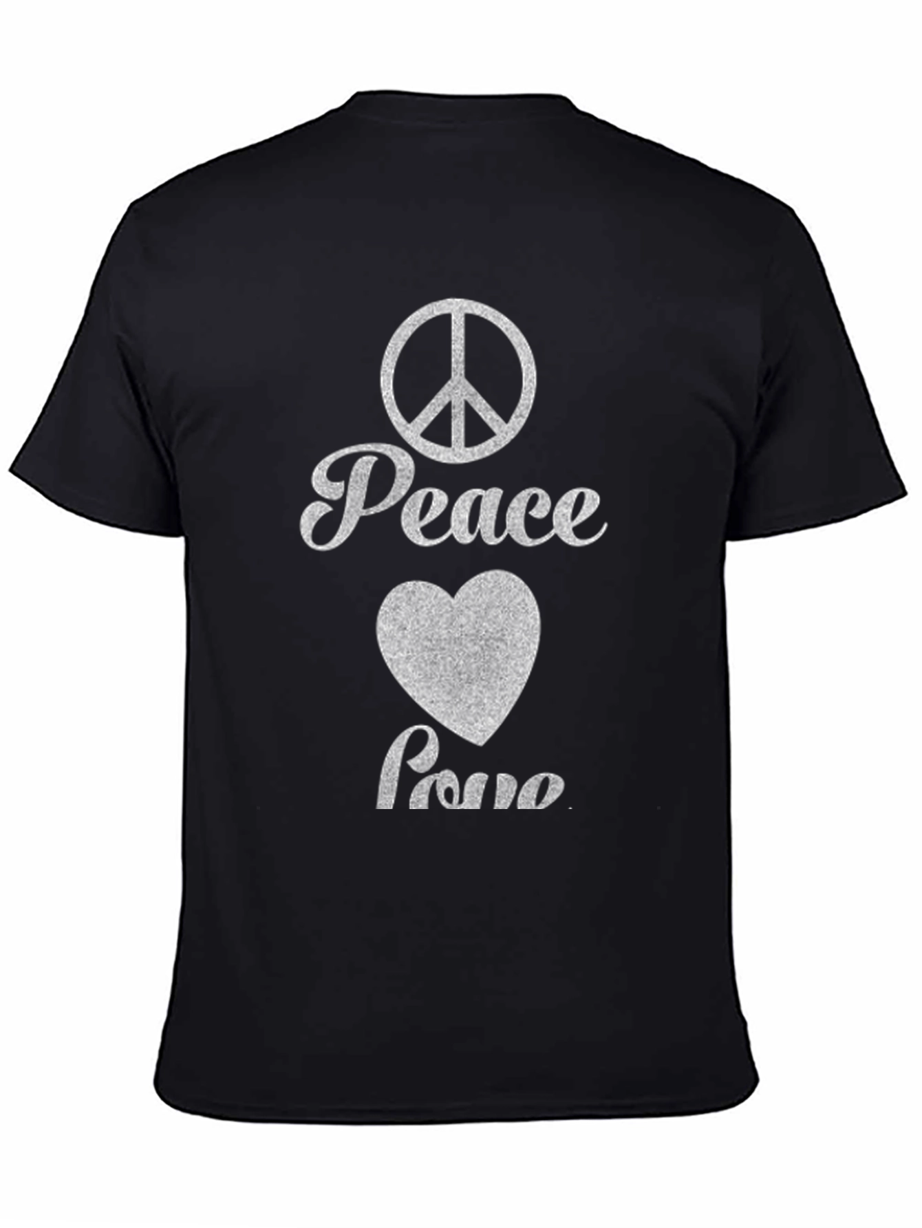 Peace Love Symbol Black T-Shirt