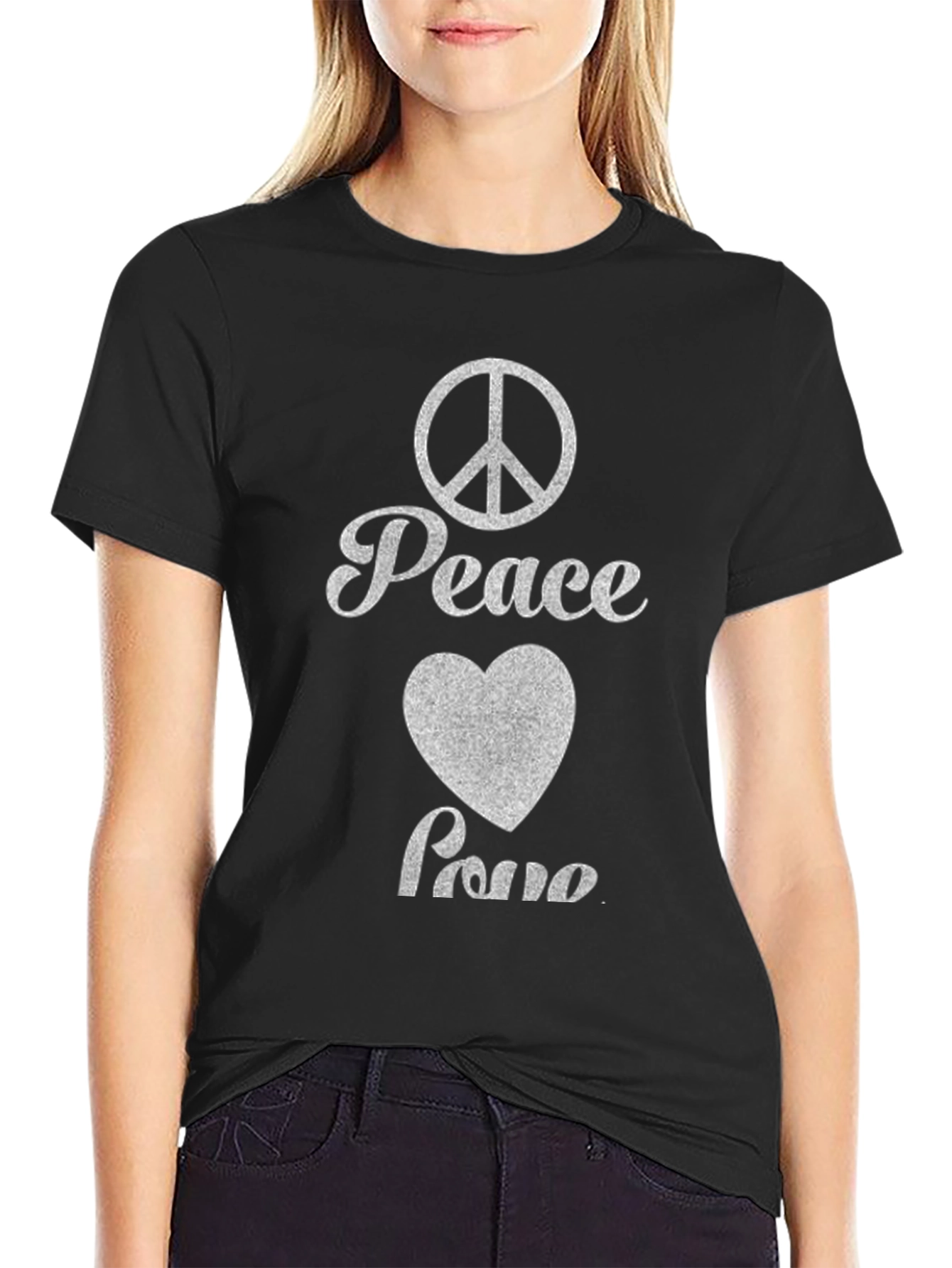 Peace Love Symbol Black T-Shirt