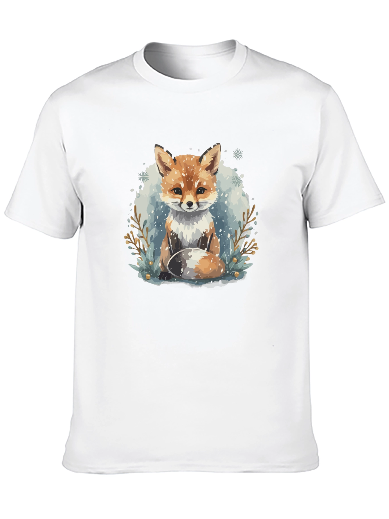 Winter Fox Graphic Tee - Black Crewneck T-Shirt
