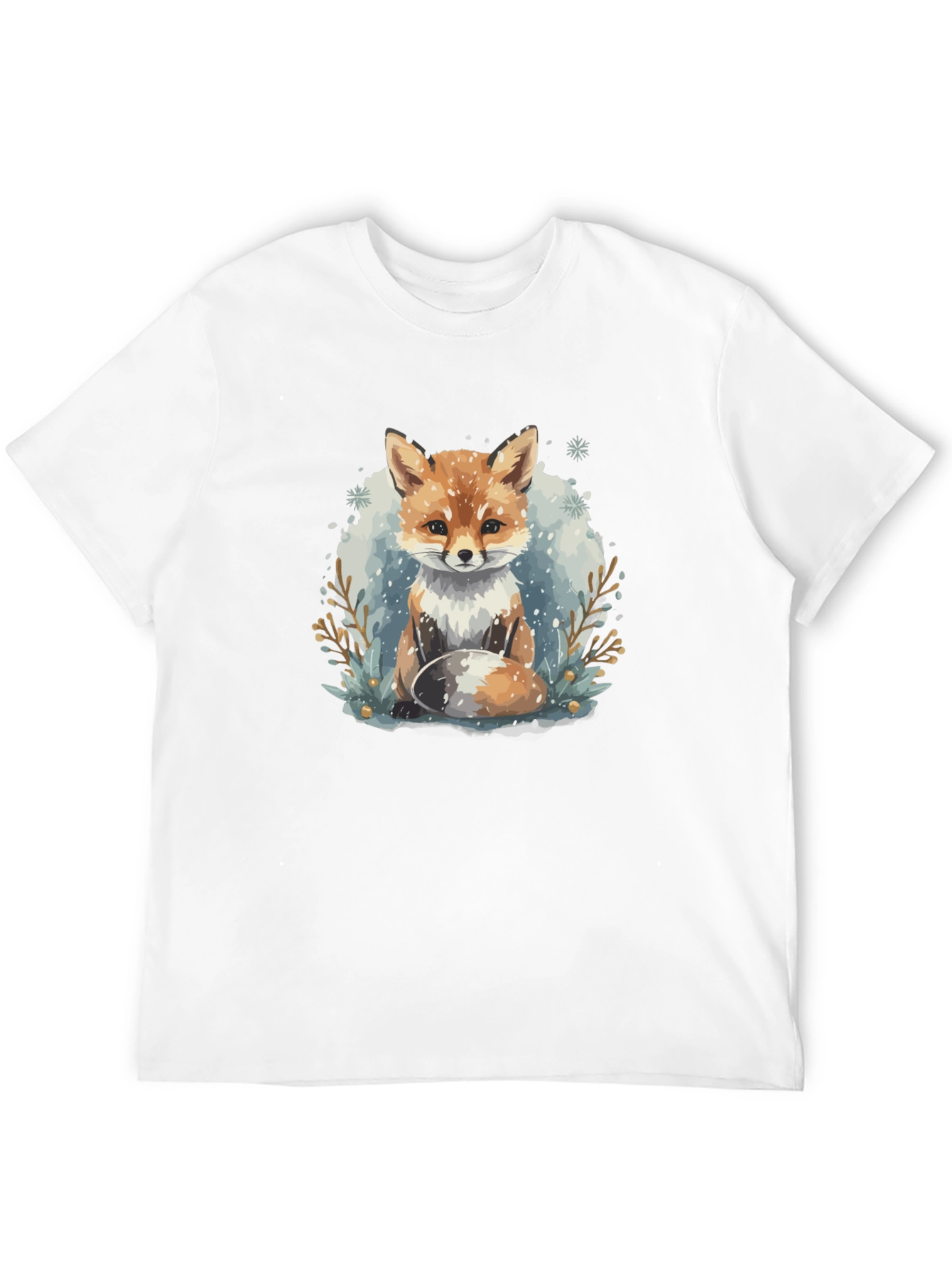 Winter Fox Graphic Tee - Black Crewneck T-Shirt