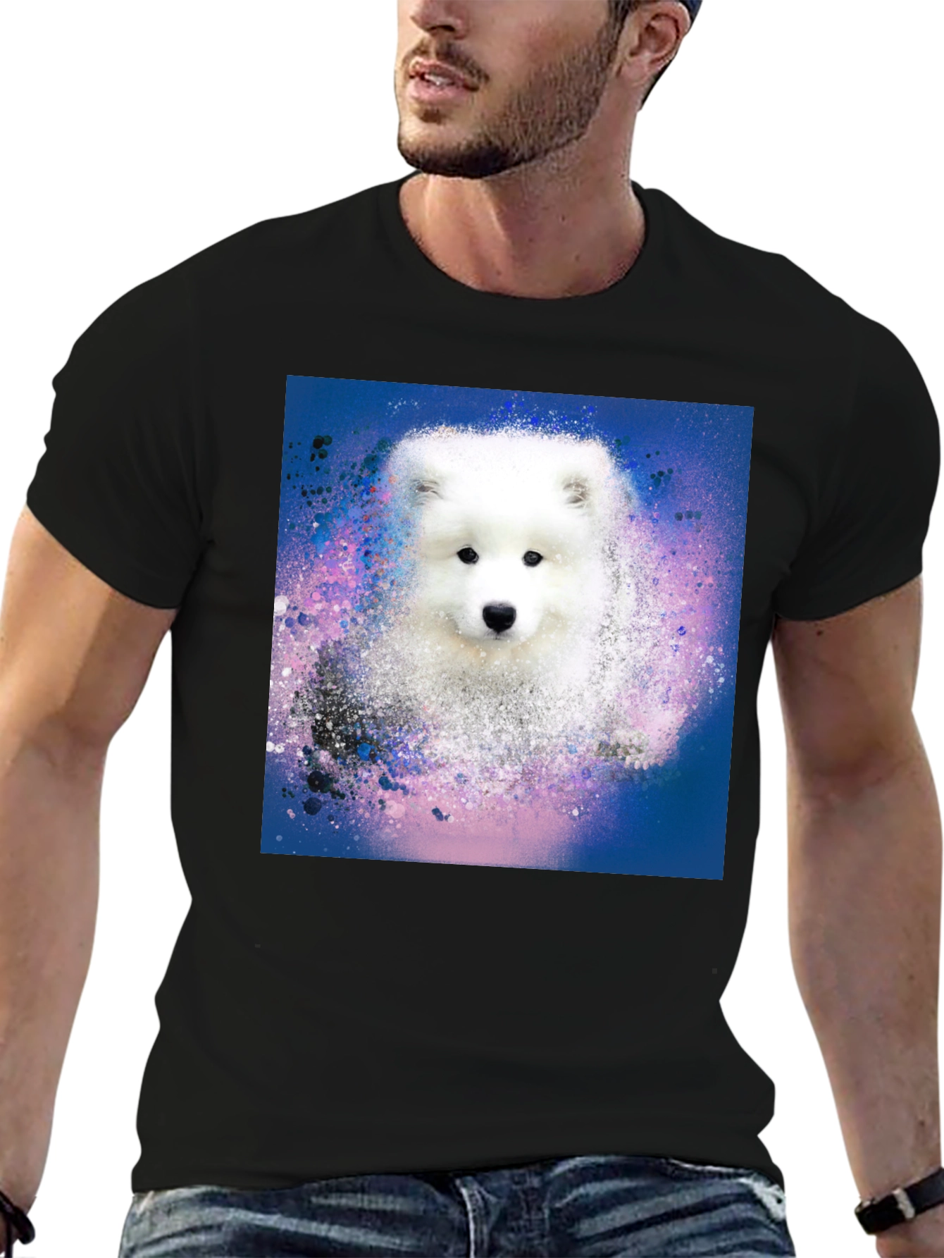 Dog Graphic Print Black T-Shirt