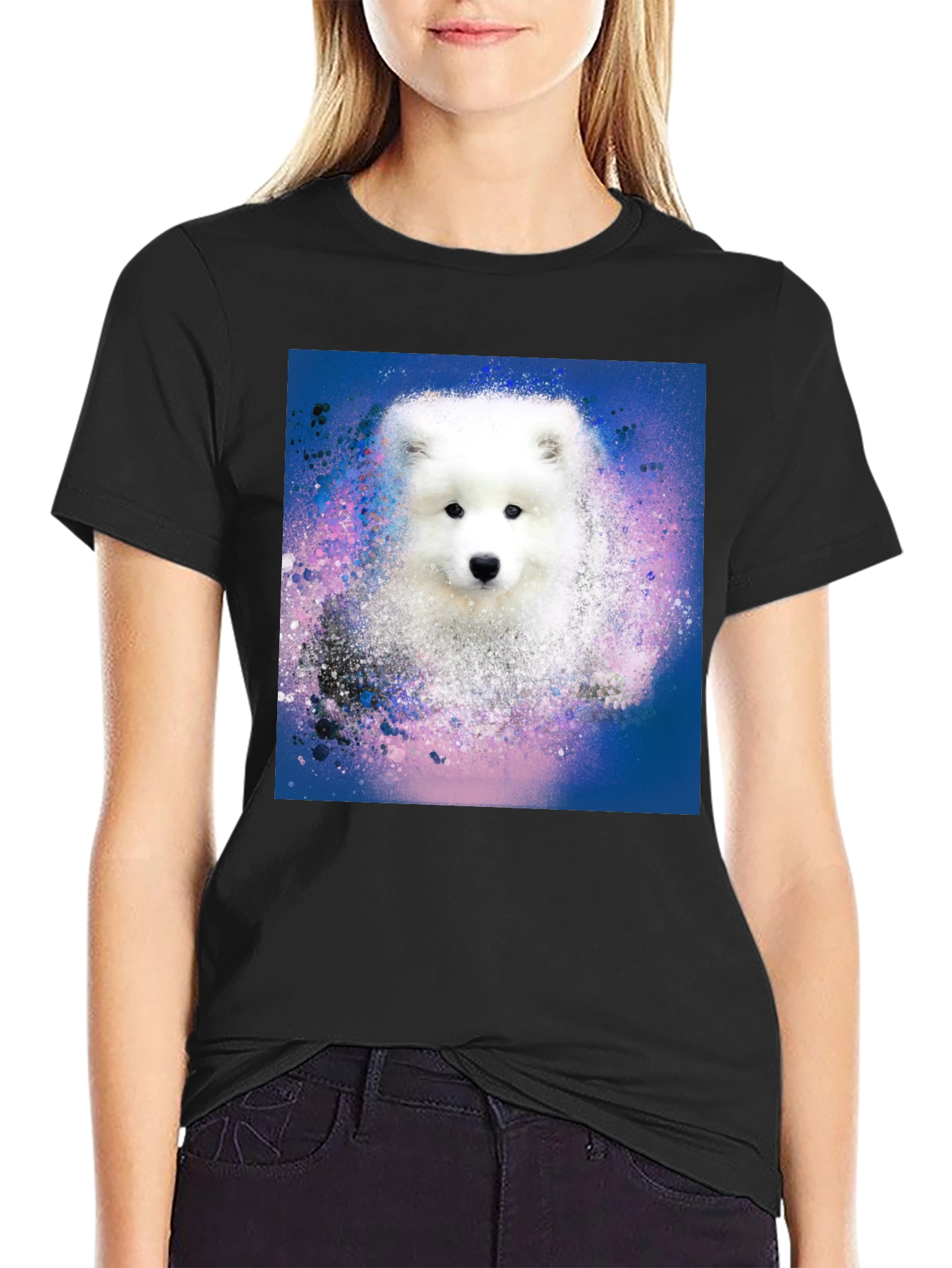 Dog Graphic Print Black T-Shirt
