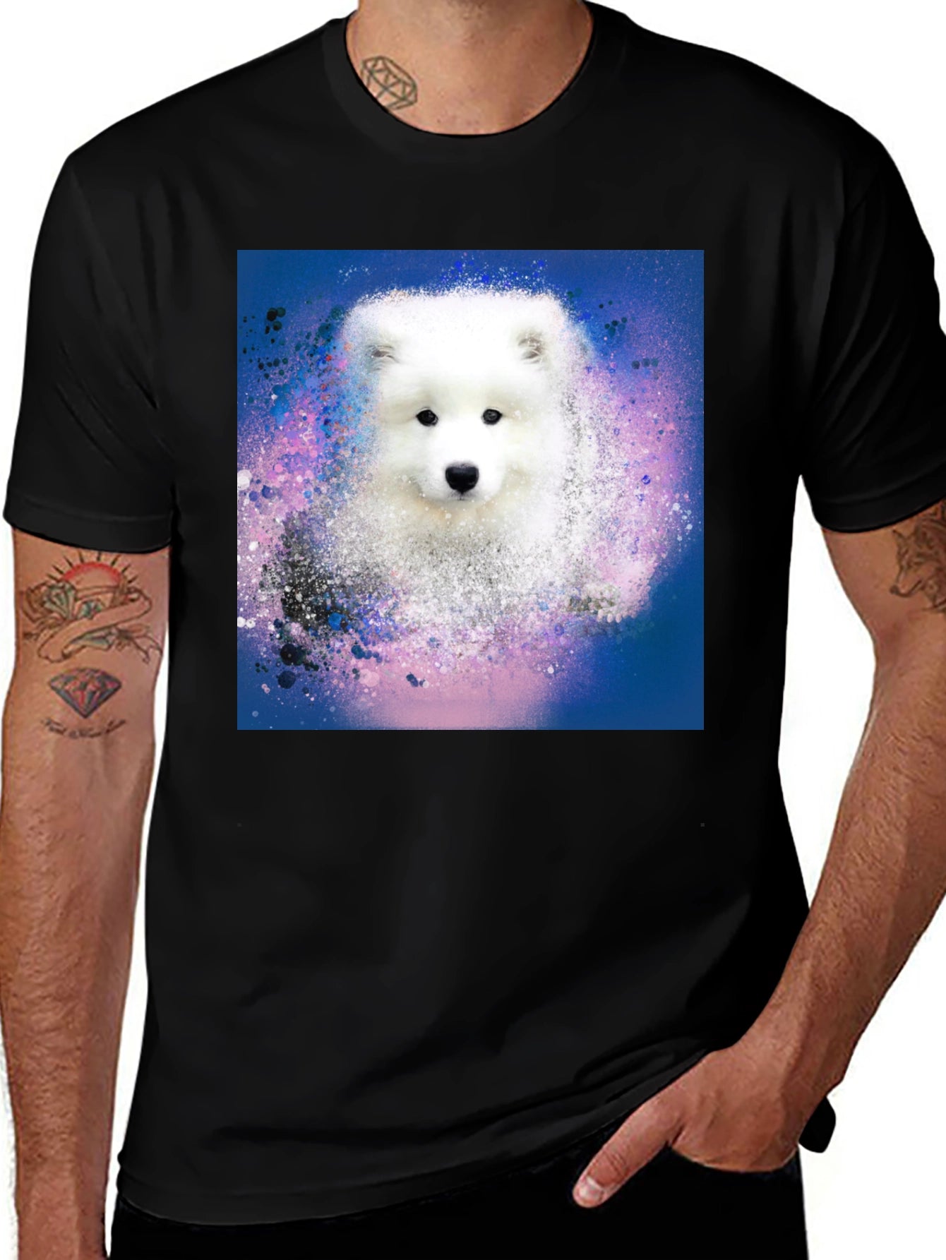 Dog Graphic Print Black T-Shirt