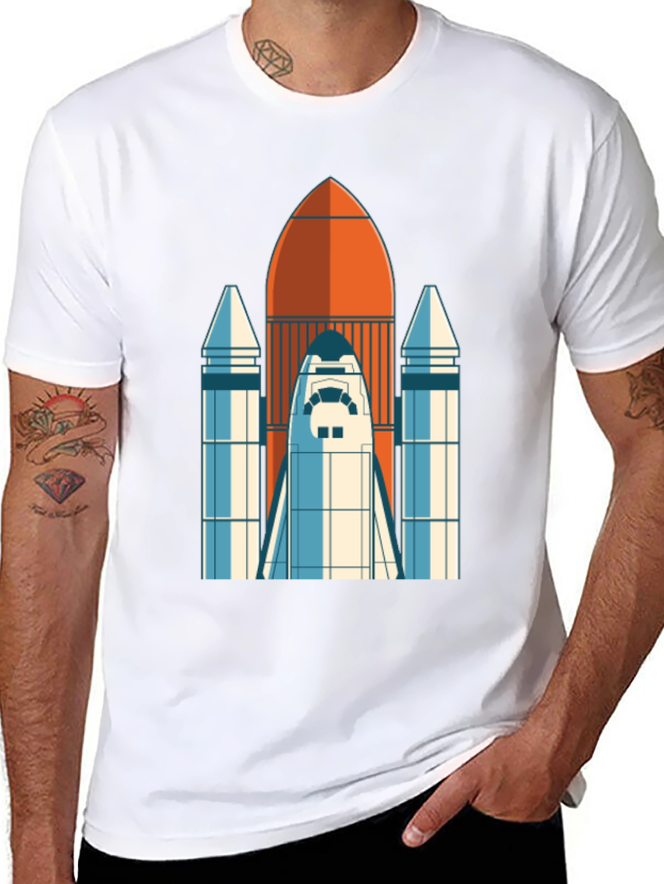 Retro Rocket Graphic Tee - Space Shuttle T-Shirt