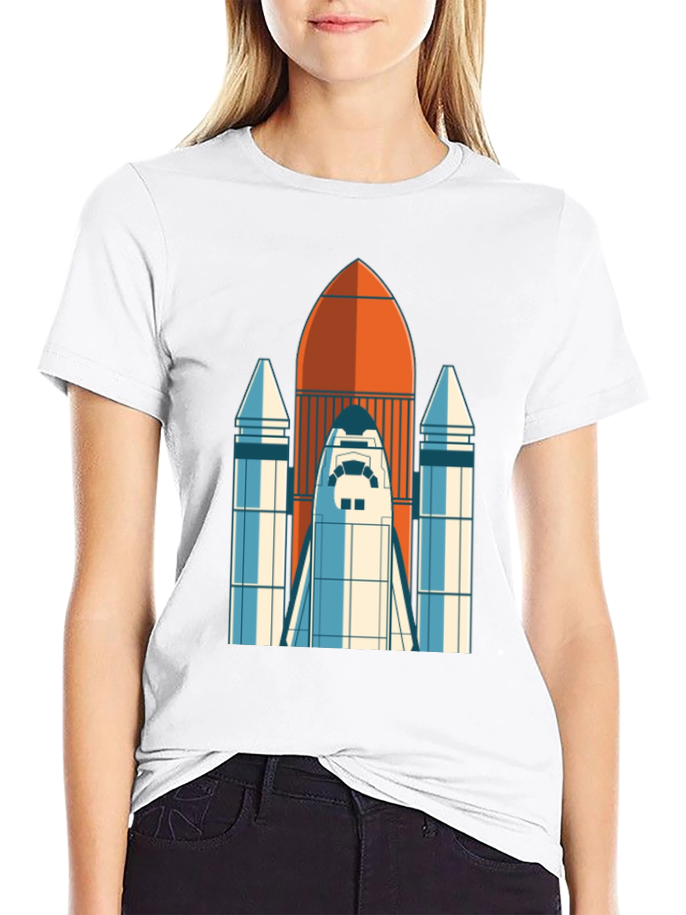 Retro Rocket Graphic Tee - Space Shuttle T-Shirt
