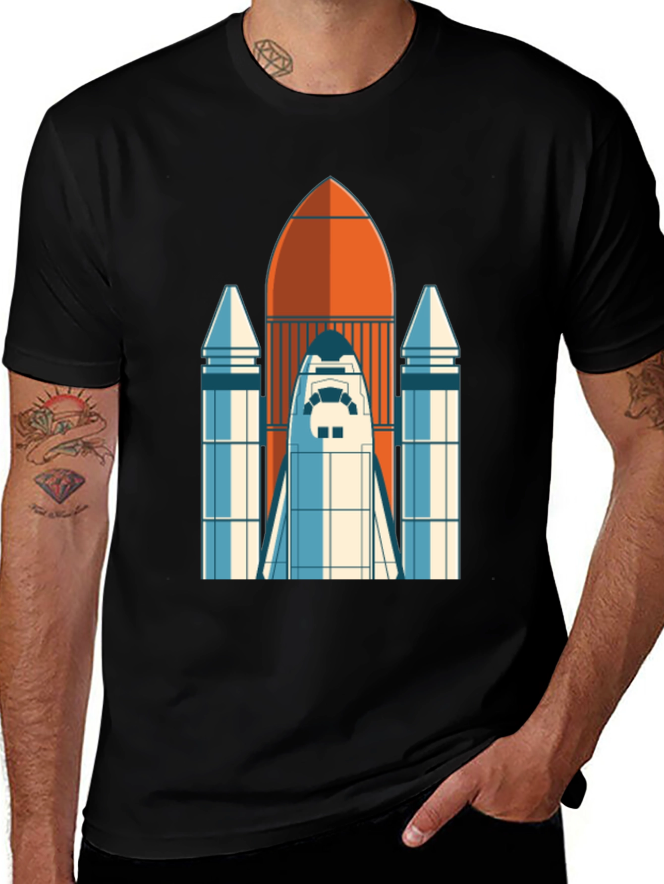 Retro Rocket Graphic Tee - Space Shuttle T-Shirt