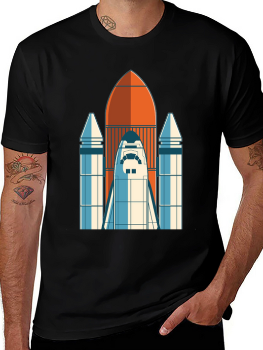 Retro Rocket Graphic Tee - Space Shuttle T-Shirt