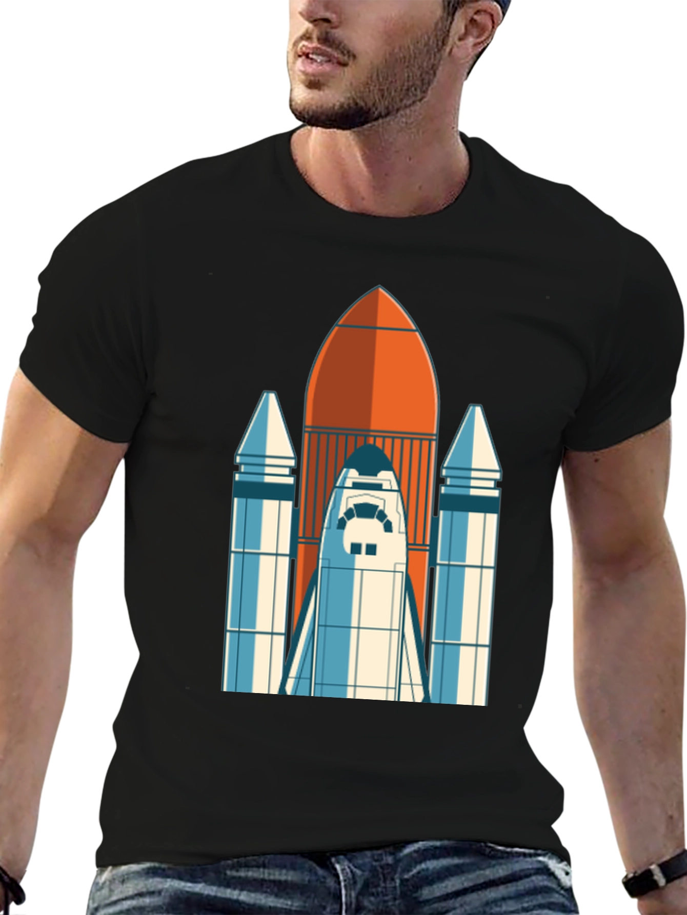Retro Rocket Graphic Tee - Space Shuttle T-Shirt