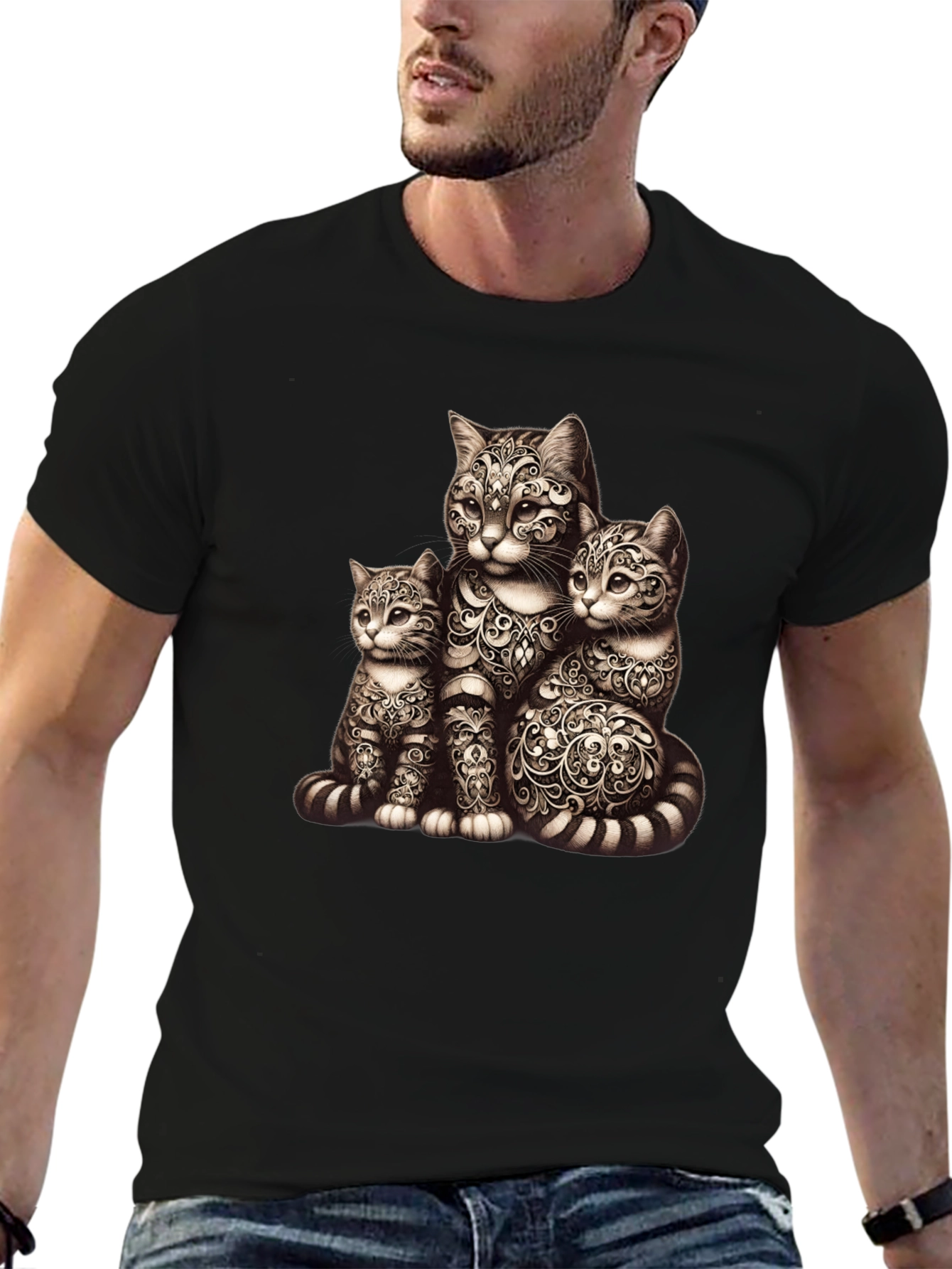 Ornamental Cat Family Graphic Tee