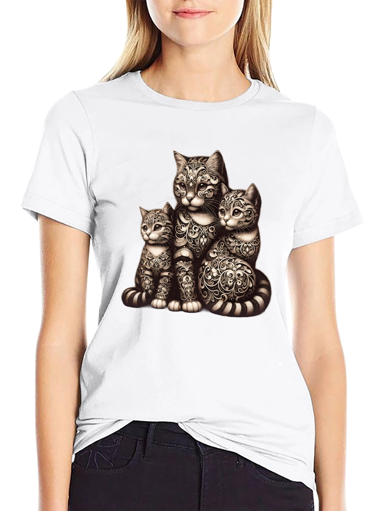 Ornamental Cat Family Graphic Tee