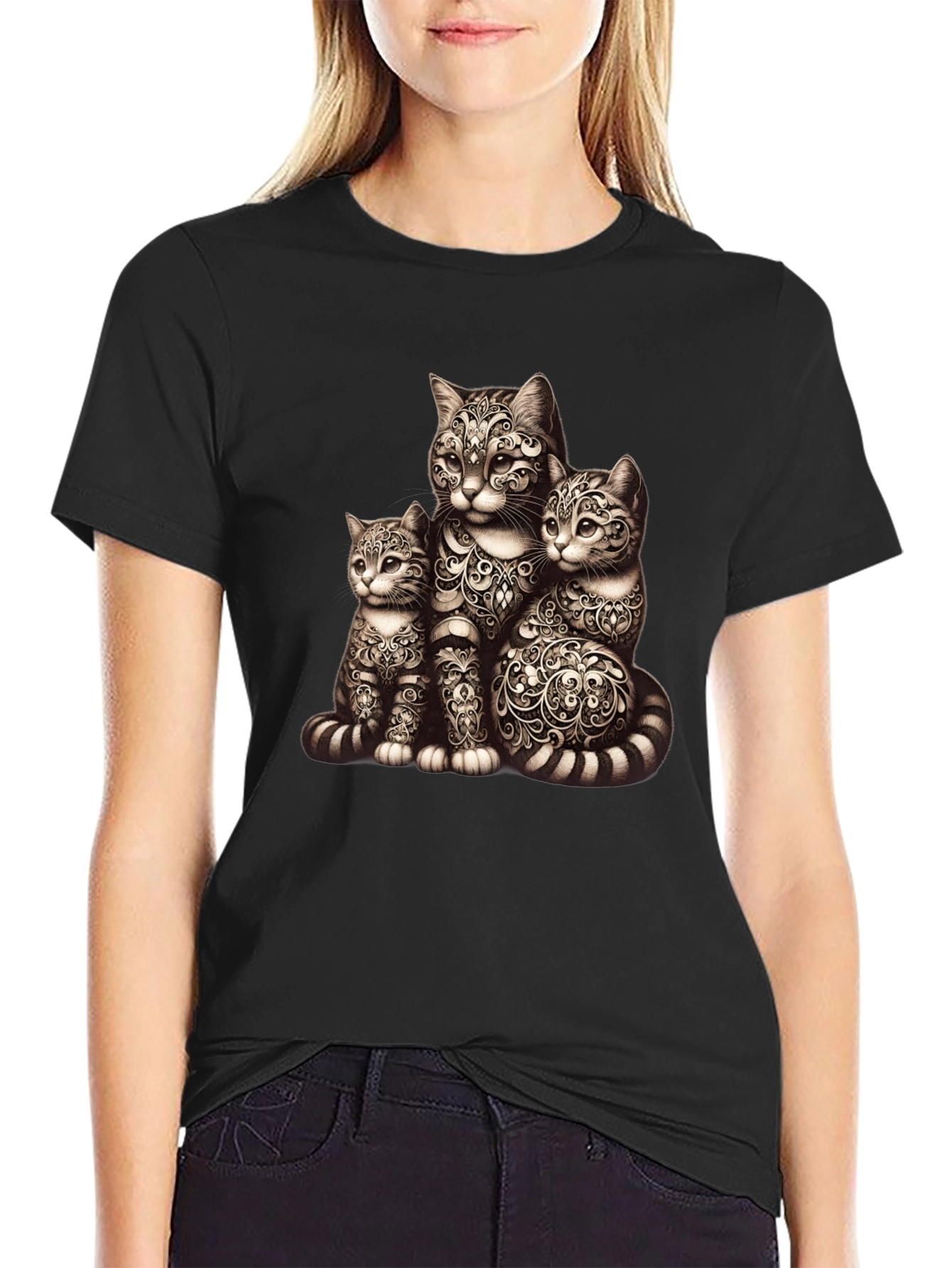 Ornamental Cat Family Graphic Tee