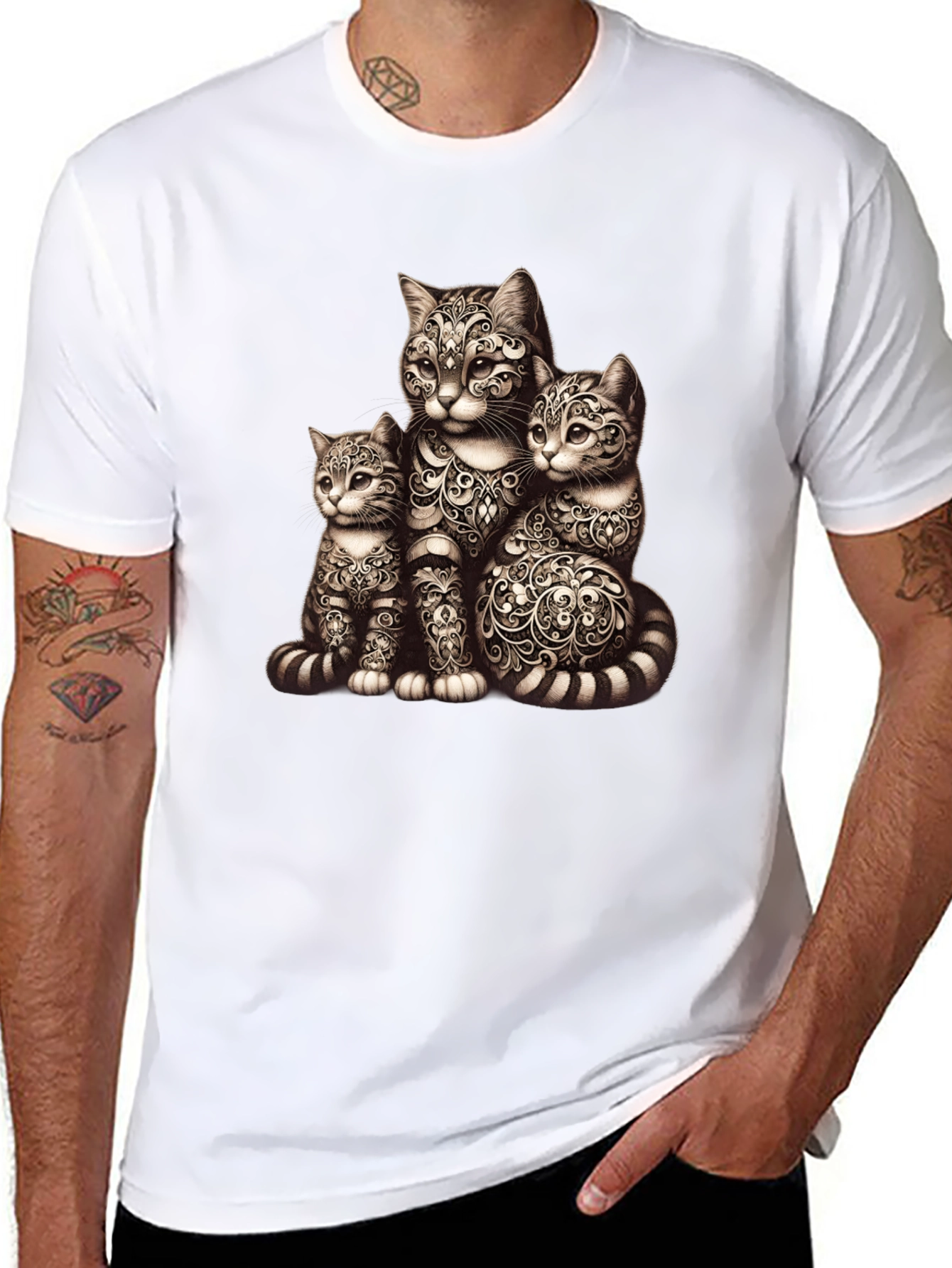 Ornamental Cat Family Graphic Tee