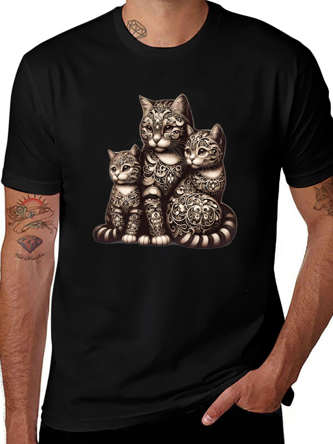 Ornamental Cat Family Graphic Tee