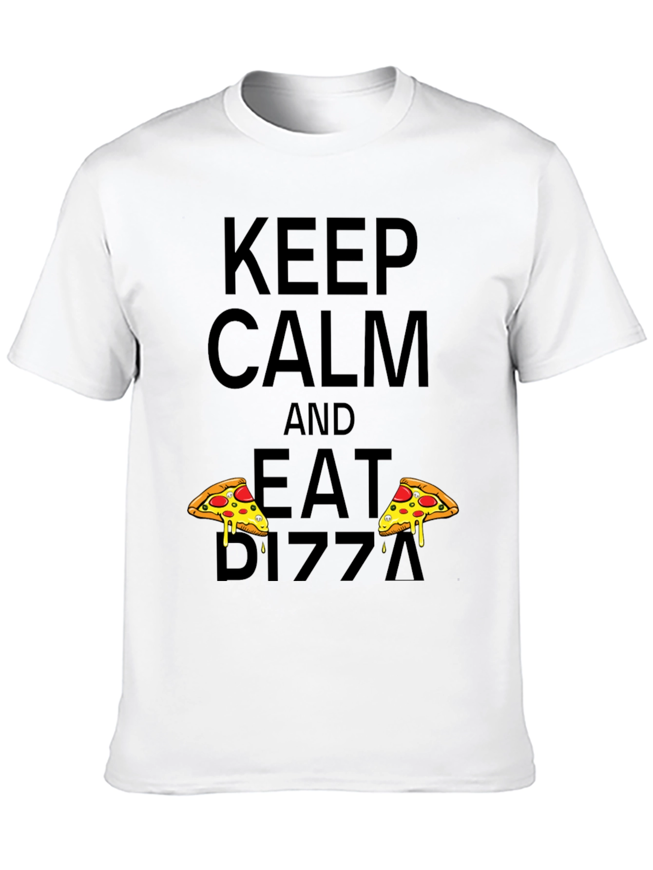 Keep Calm and Eat Pizza Black Tee