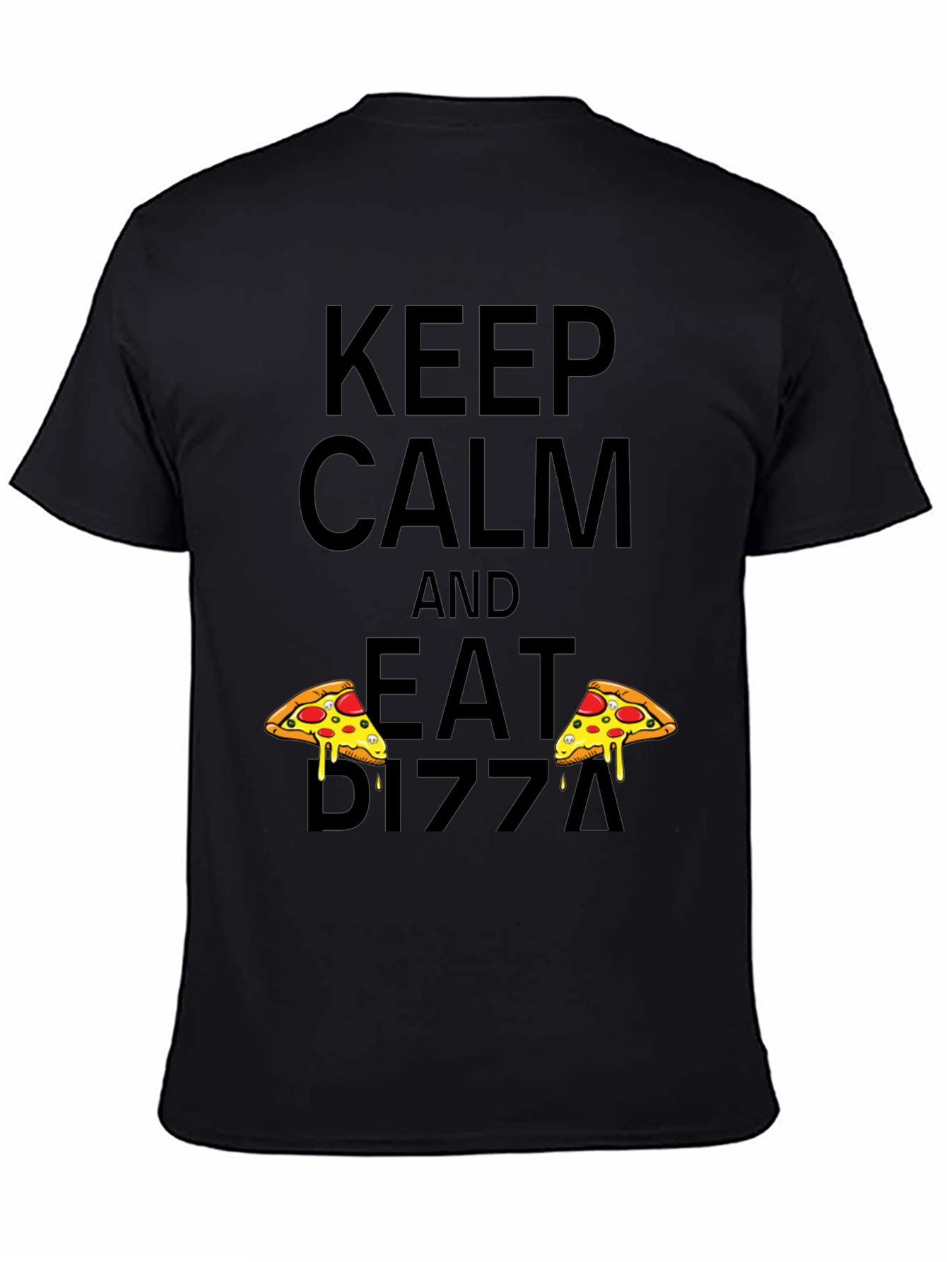 Keep Calm and Eat Pizza Black Tee