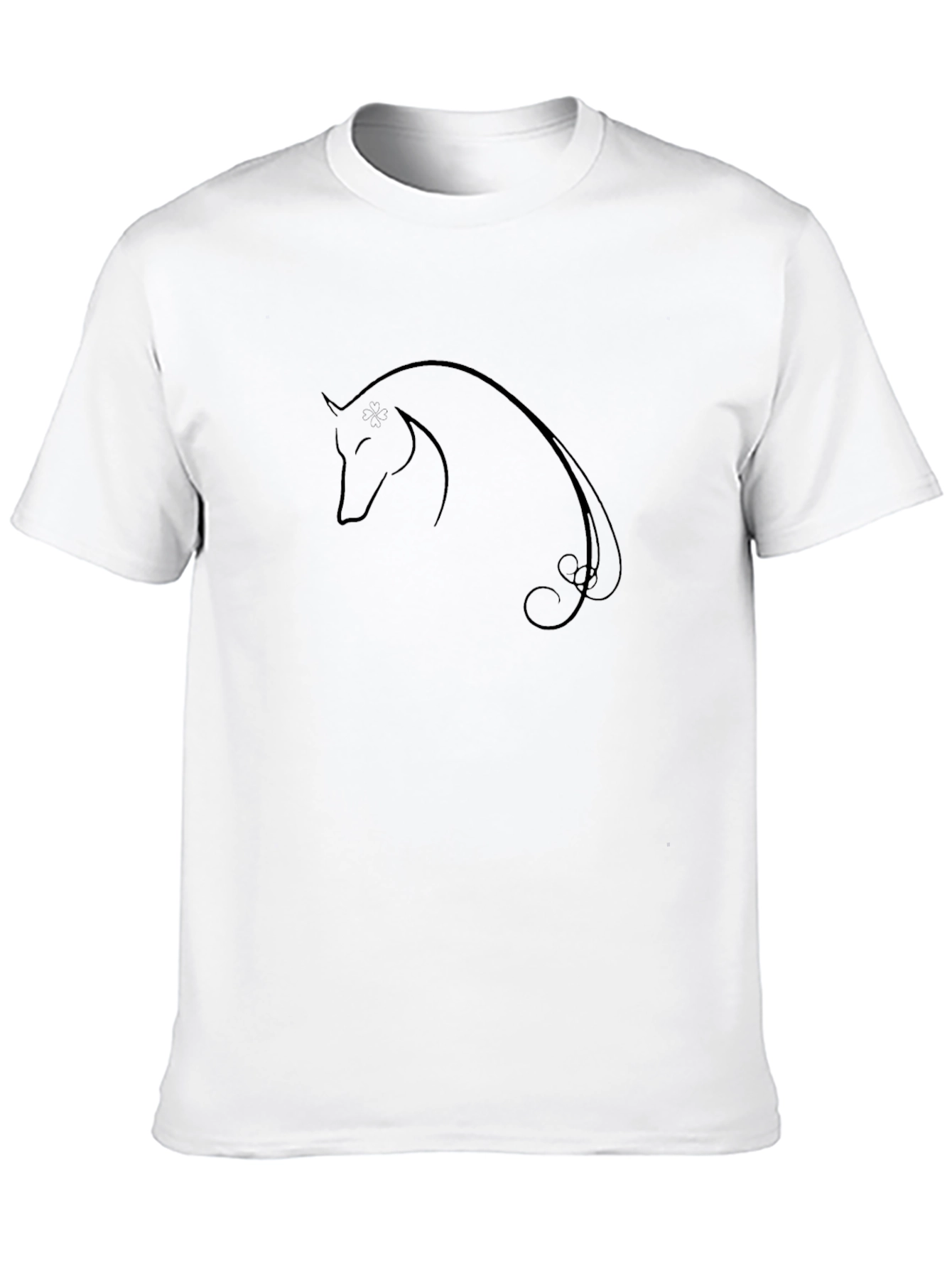 Elegant Horse Silhouette Black T-Shirt