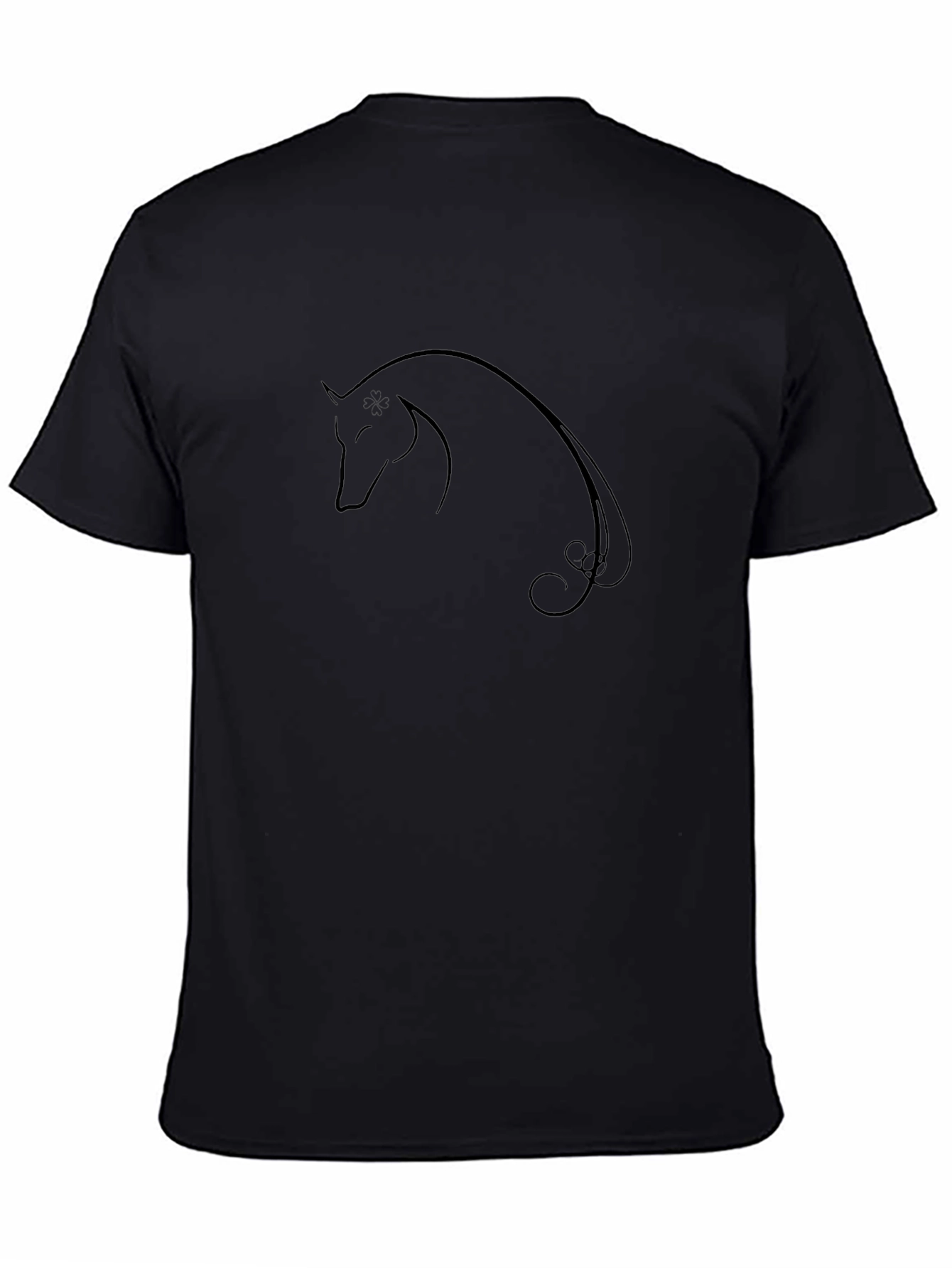Elegant Horse Silhouette Black T-Shirt