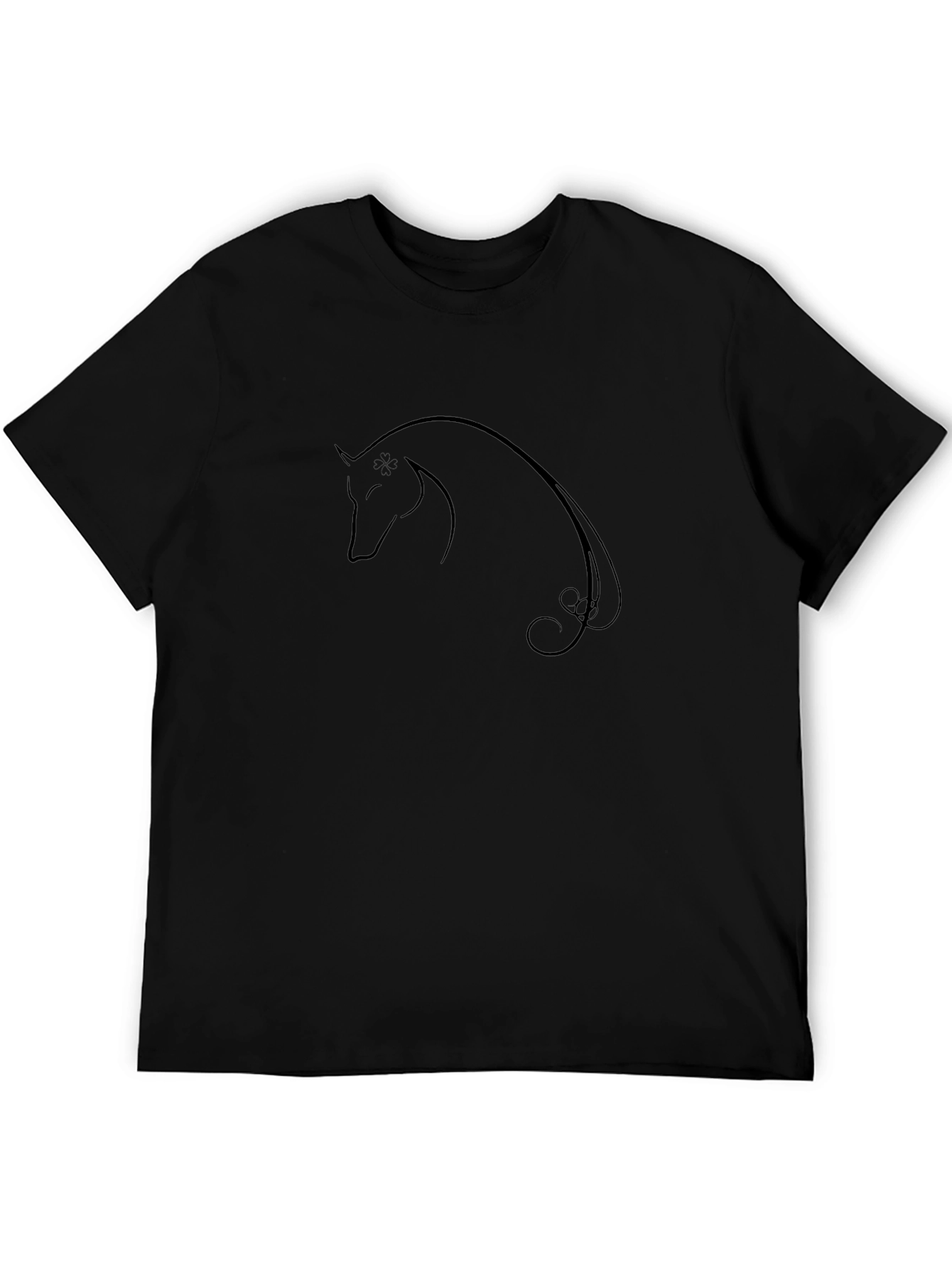 Elegant Horse Silhouette Black T-Shirt