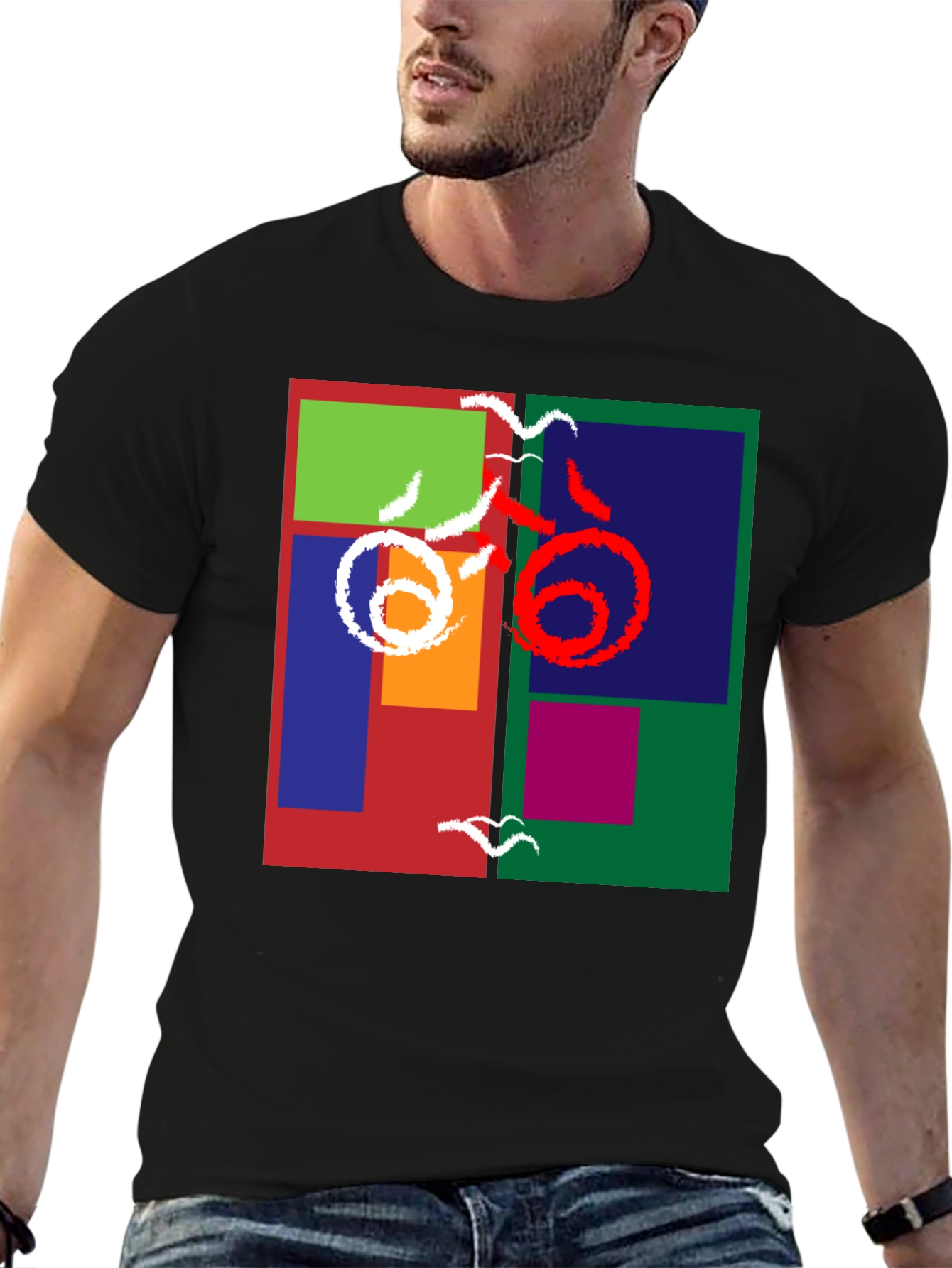 Abstract Block Print Tee - Modern Art Shirt