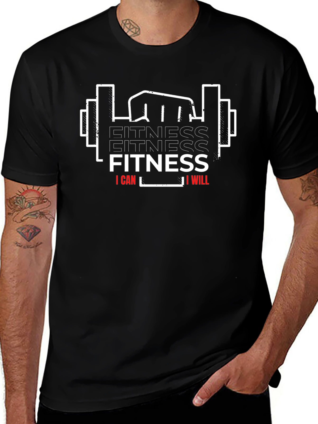 Fitness I Can I Will Black T-Shirt