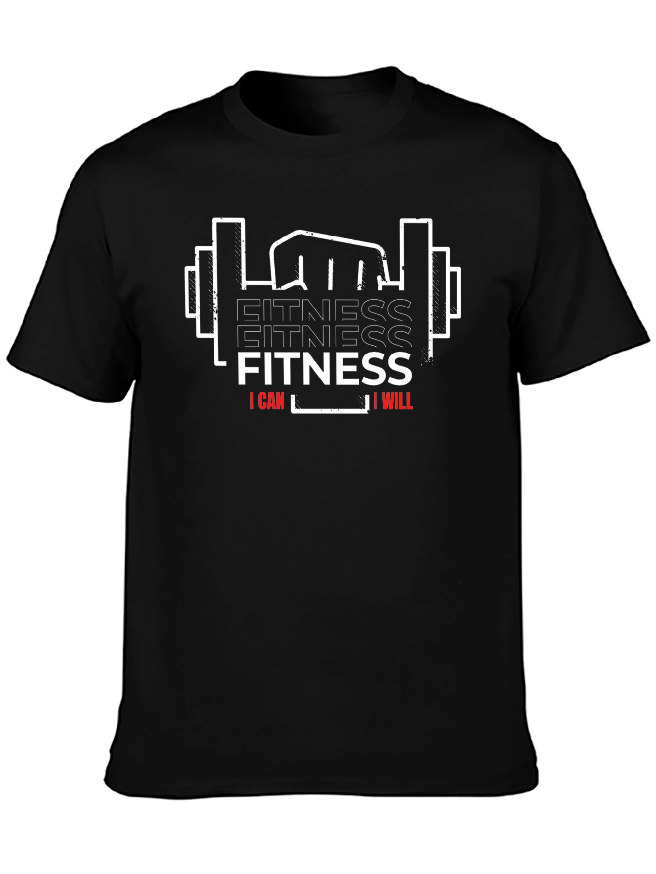 Fitness I Can I Will Black T-Shirt