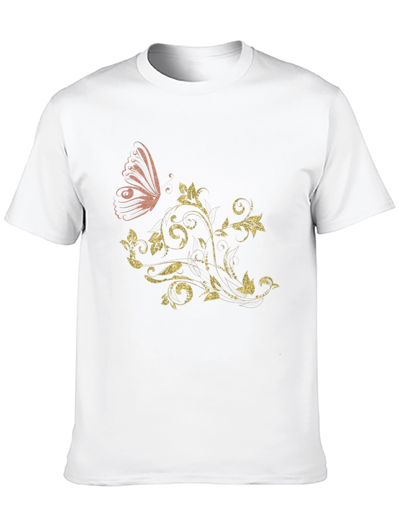 Butterfly Floral Mens Black Graphic Tee