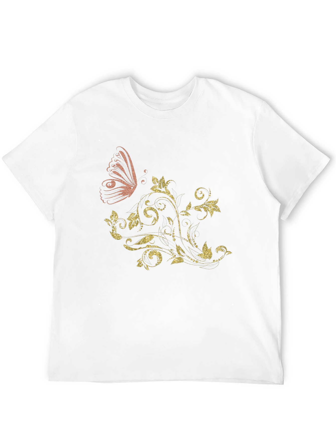 Butterfly Floral Mens Black Graphic Tee