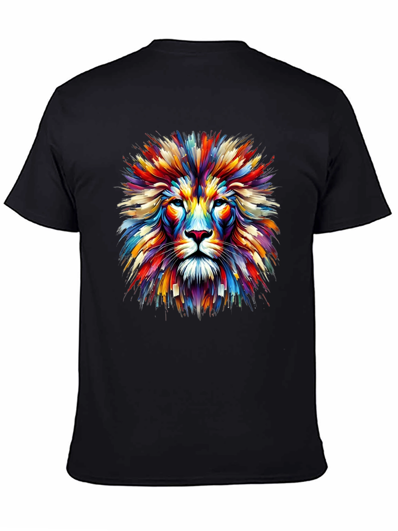 Vibrant Lion Graphic Print Black T-Shirt