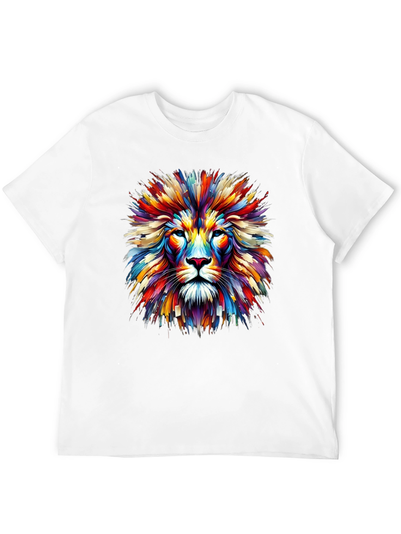Vibrant Lion Graphic Print Black T-Shirt