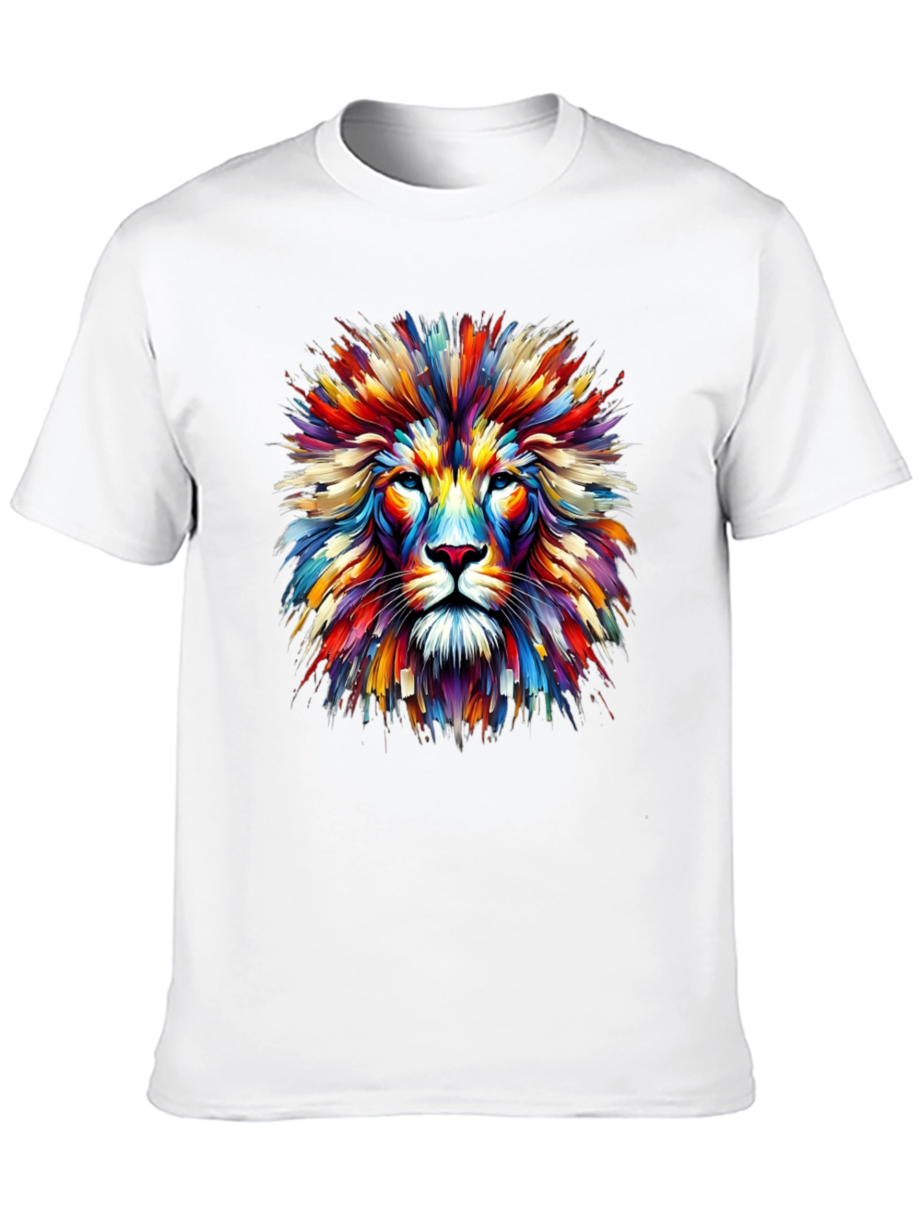 Vibrant Lion Graphic Print Black T-Shirt