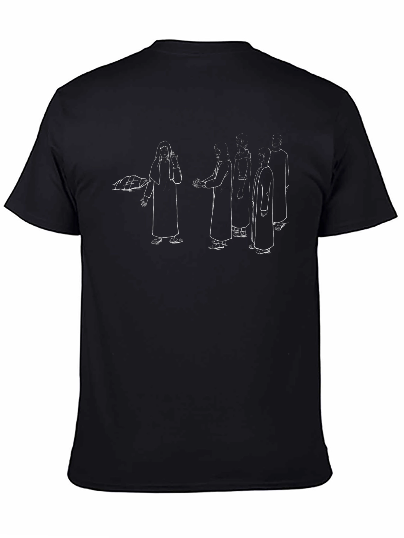 Sketch-Style Robe Graphic Black T-Shirt