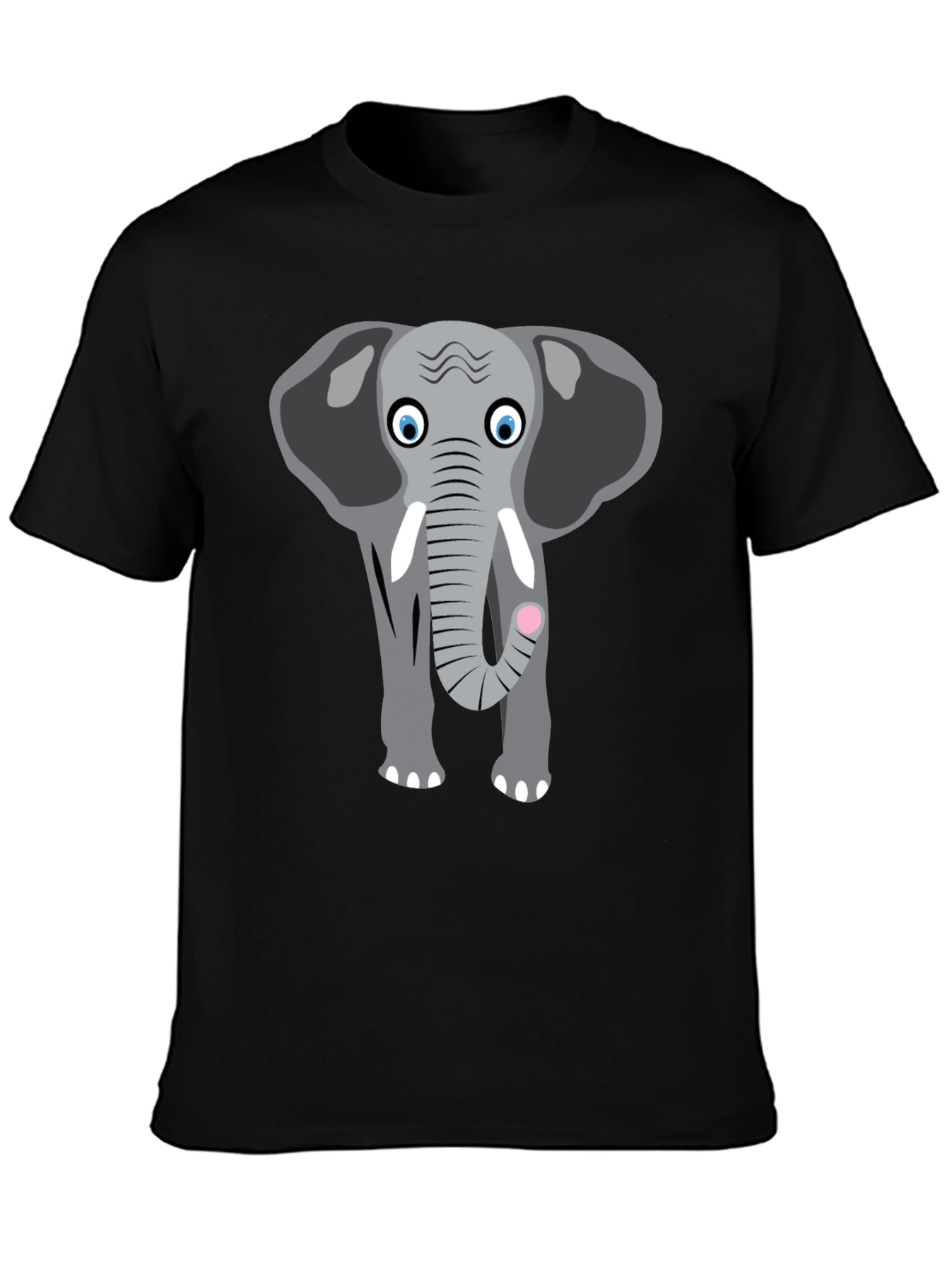 Elephant Graphic Tee - Cute Animal Design Black T-Shirt