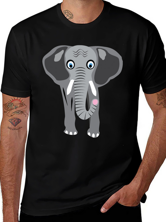 Elephant Graphic Tee - Cute Animal Design Black T-Shirt